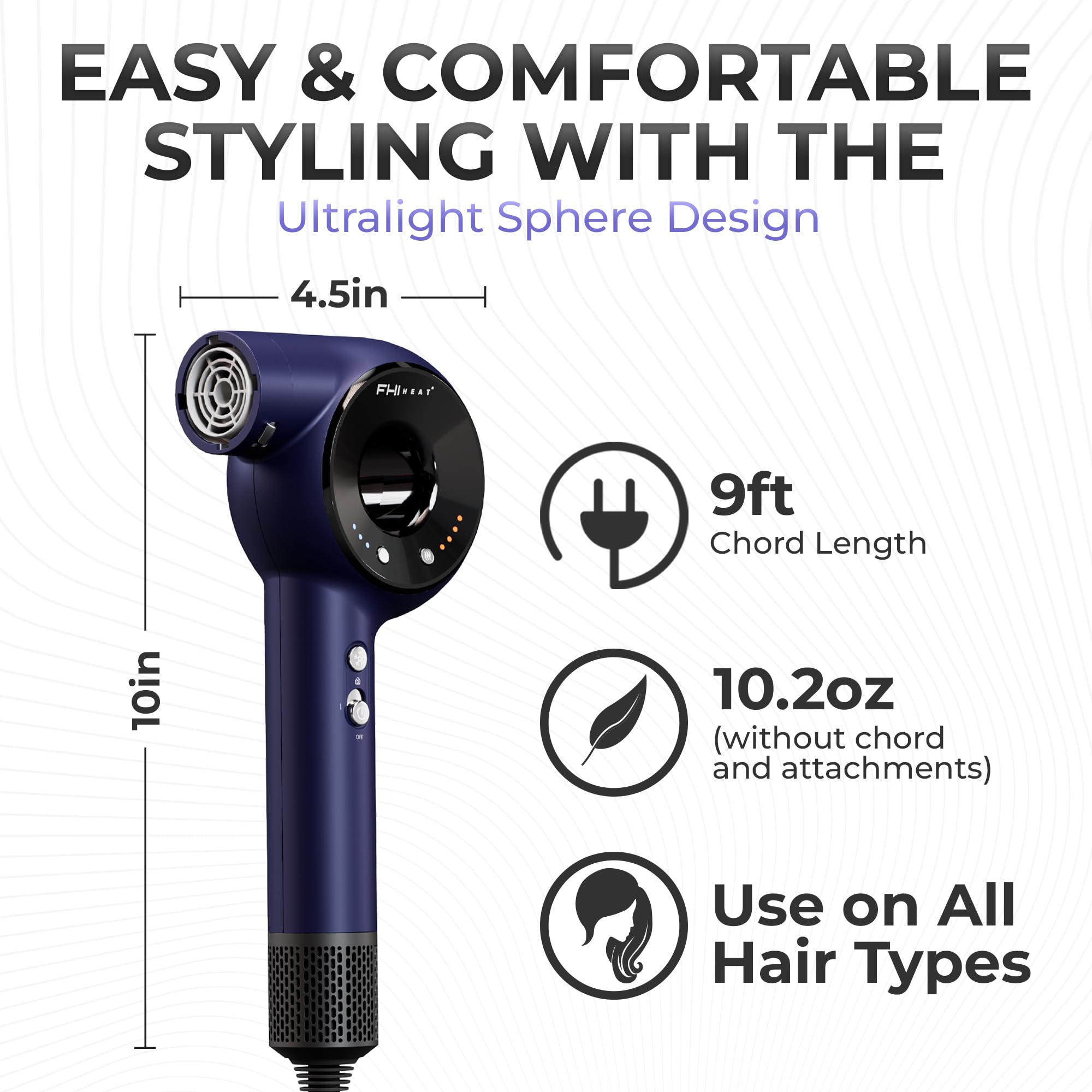 VersaSphere Pro Air 6-in-1 Professional Hair Dryer with Diffuser - Ionic Blow Dryer for Frizz Control & Fast Drying | Salon Quality Styler for Curly, Straight & Wavy Hair at Home