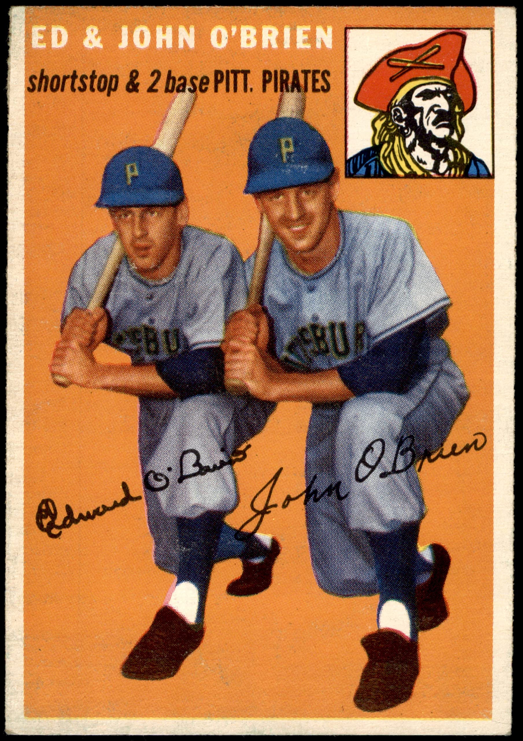 1954 Topps #139 Ed O'Brien & John O'Brien Pittsburgh Pirates Baseball Card - VG/EX Condition - Vintage Sports Collectible for Display & Investment