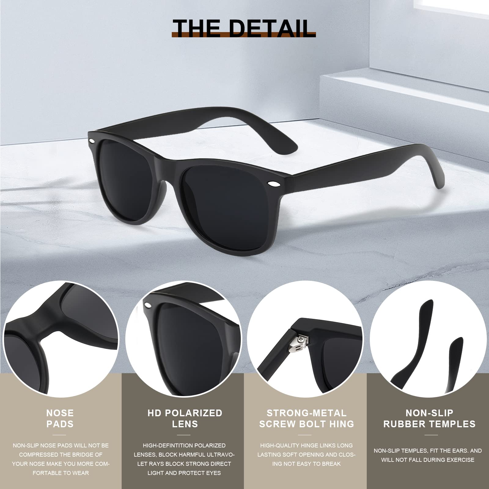 DEMIKOS Polarized Sunglasses for Men & Women - Retro Mirror Lens UV400 Protection - Trendy Driving & Fishing Sunglasses for Outdoor Activities