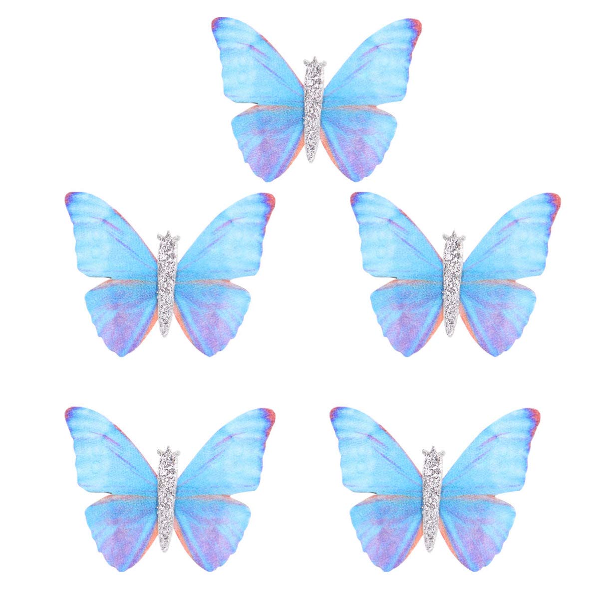 5Pcs Butterfly Hair Clips - Mini Glitter Barrettes for Girls & Women - Fairy Bobby Pins for Wedding, Party, Bridal Accessories (Blue) - Perfect for Everyday Wear, Special Occasions & Gift Giving