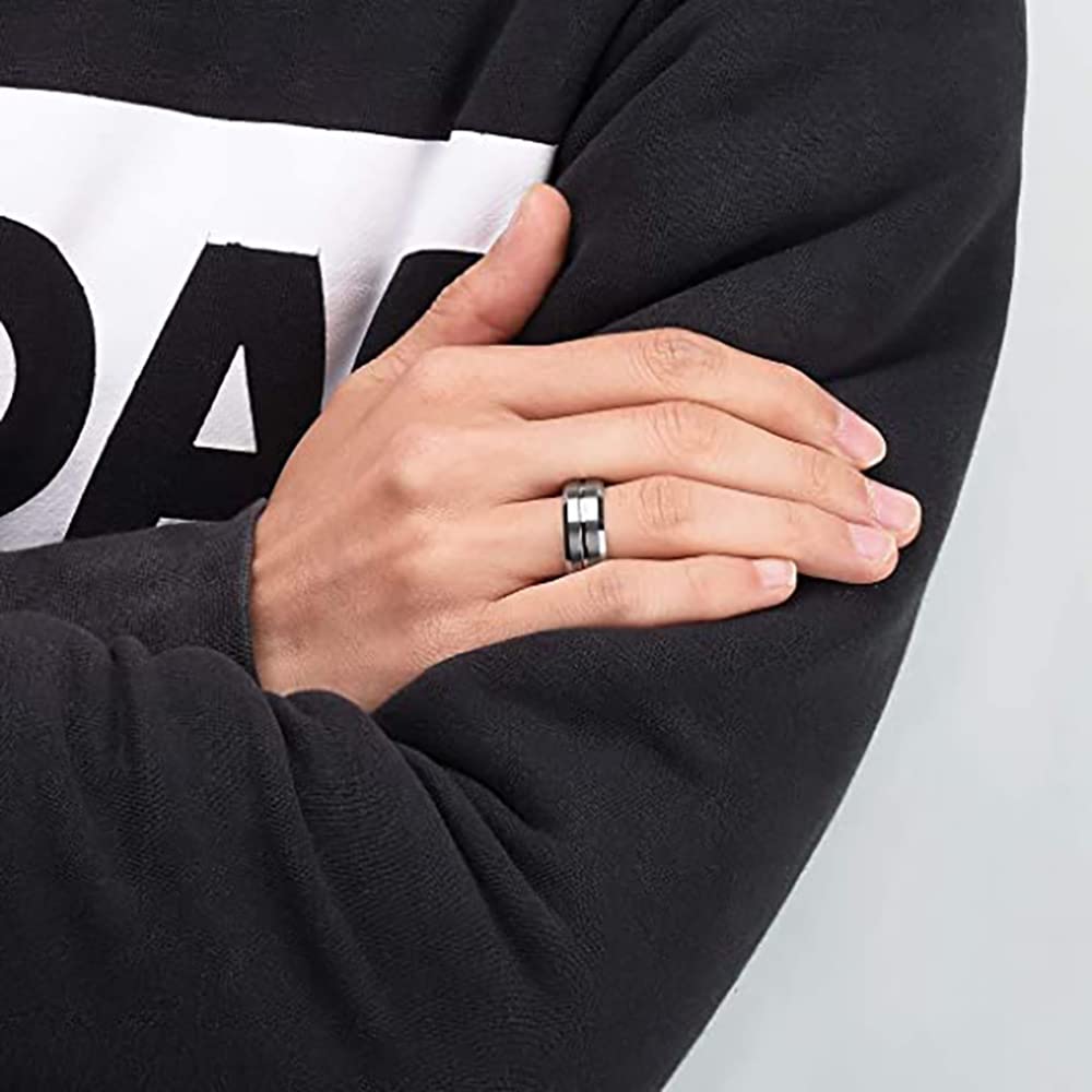 Personalized Couple Rings for Him and Her - Titanium Black CZ Matching Promise, Wedding & Engagement Ring Set - Cubic Zirconia Comfort Fit Bands for Women & Men - Perfect for Anniversaries, Proposals and Romantic Gifts