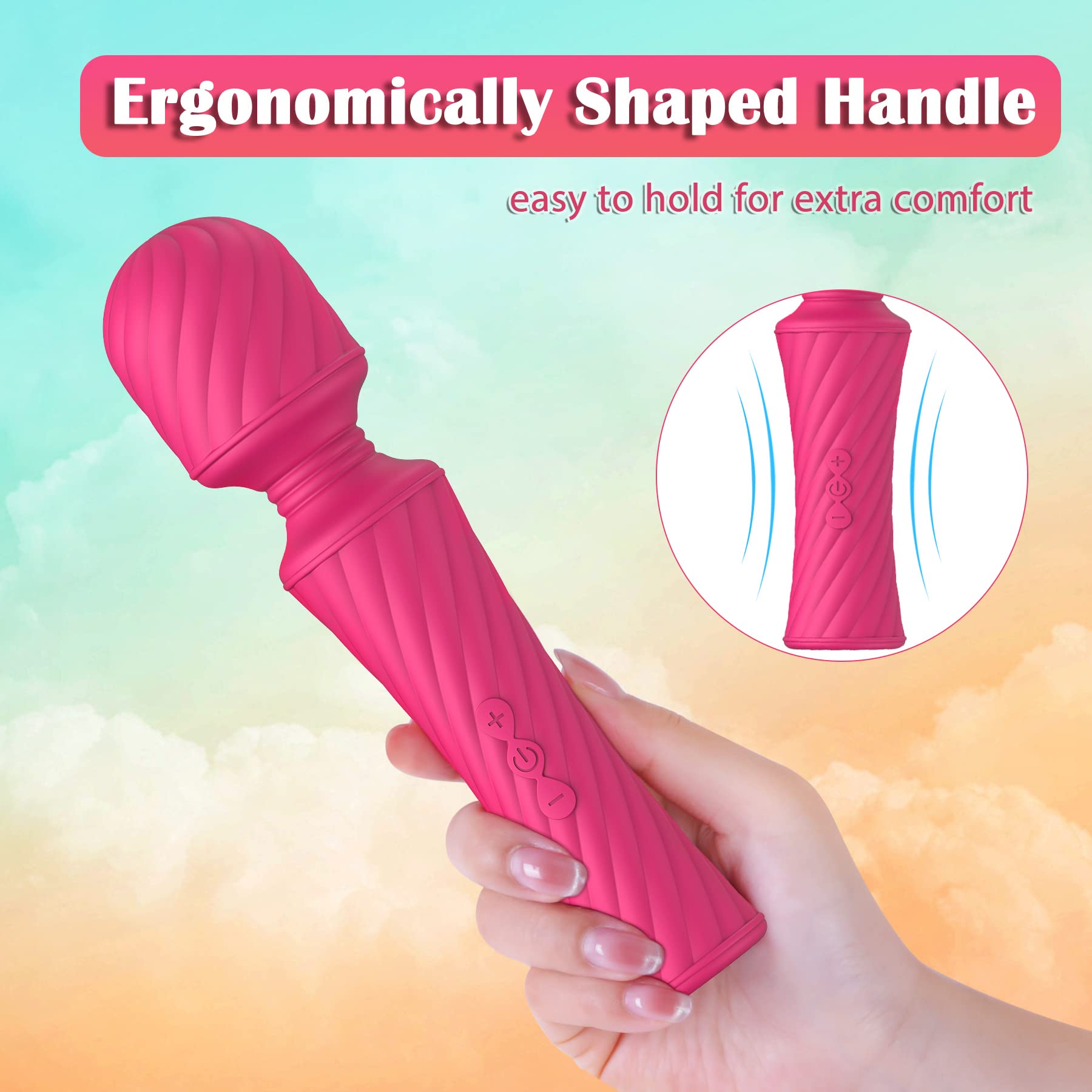 Rose Wand Massager - Powerful Rechargeable Clitoral Vibrator for Women & Couples, Discreet & Quiet Adult Sex Toy - Perfect for Solo Play, Couples Intimacy & Sensual Massage