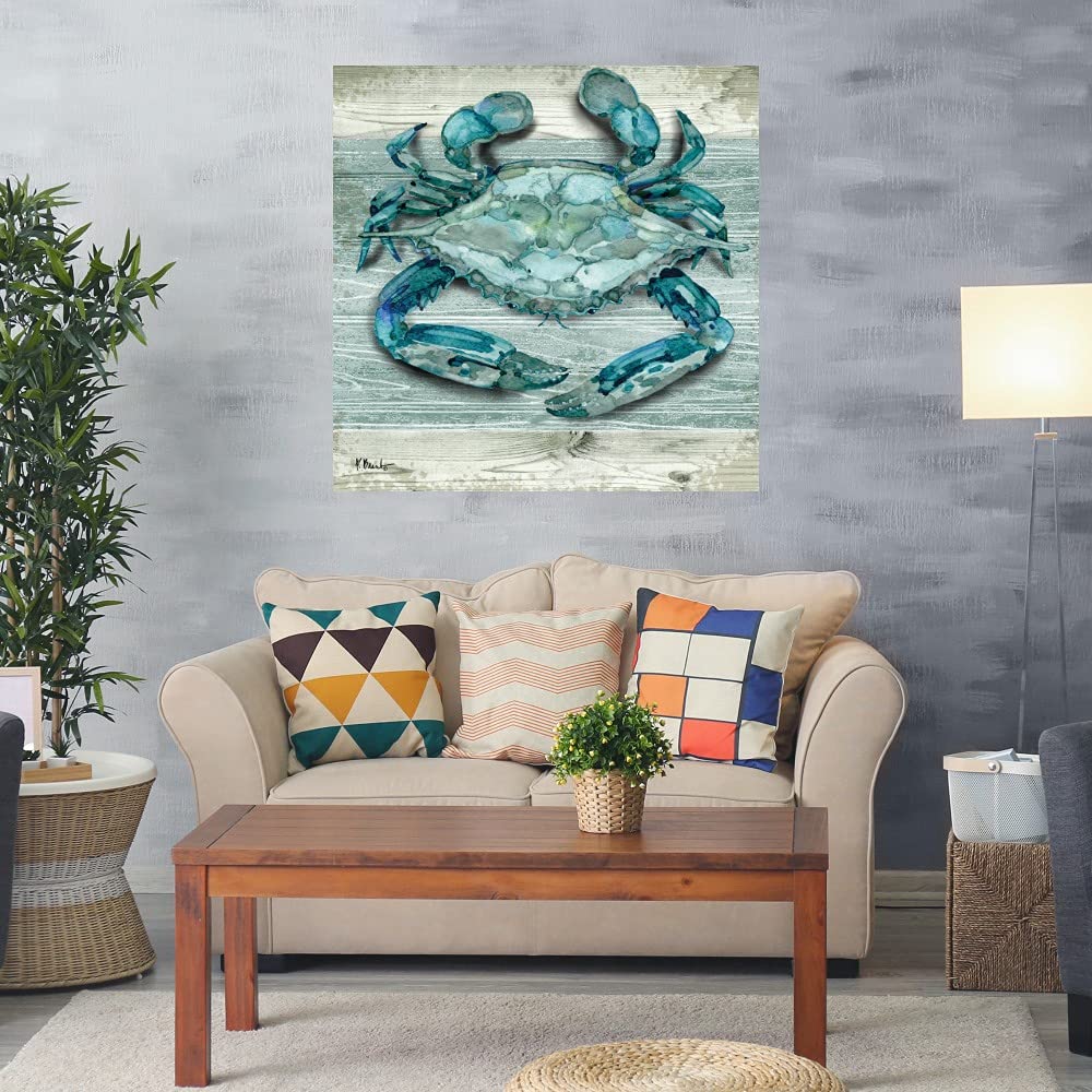 Paul Brent Northpoint Crab Fine Art Canvas Wall Decor - 22x22 Inch Ready to Hang - Perfect for Living Room, Bedroom, Bathroom, Kitchen, Office, Bar & Dining Room - Coastal & Nautical Home Decor