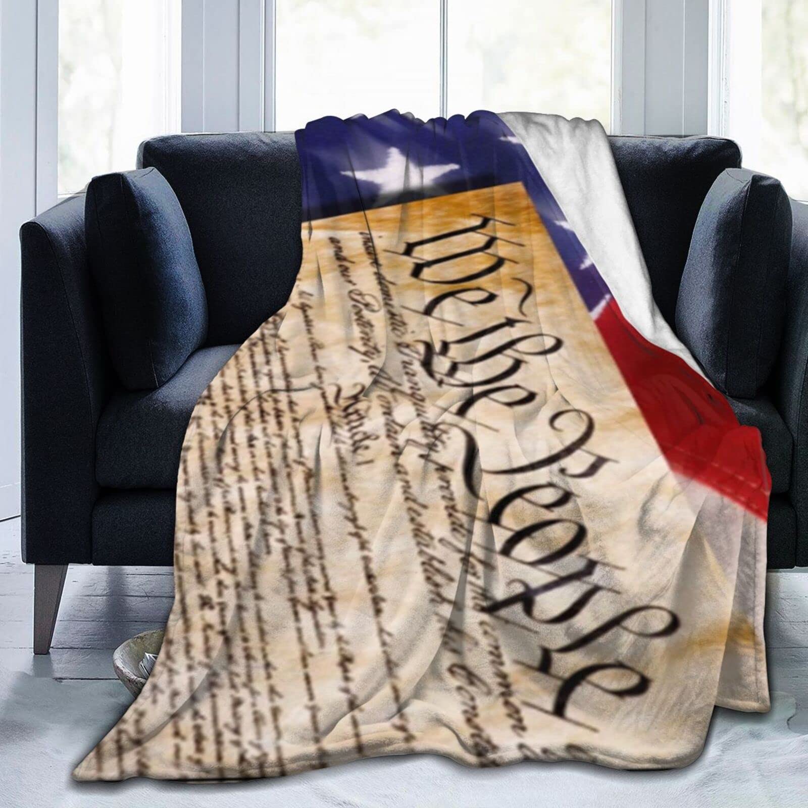American Flag 'We The People' Fleece Throw Blanket - 80