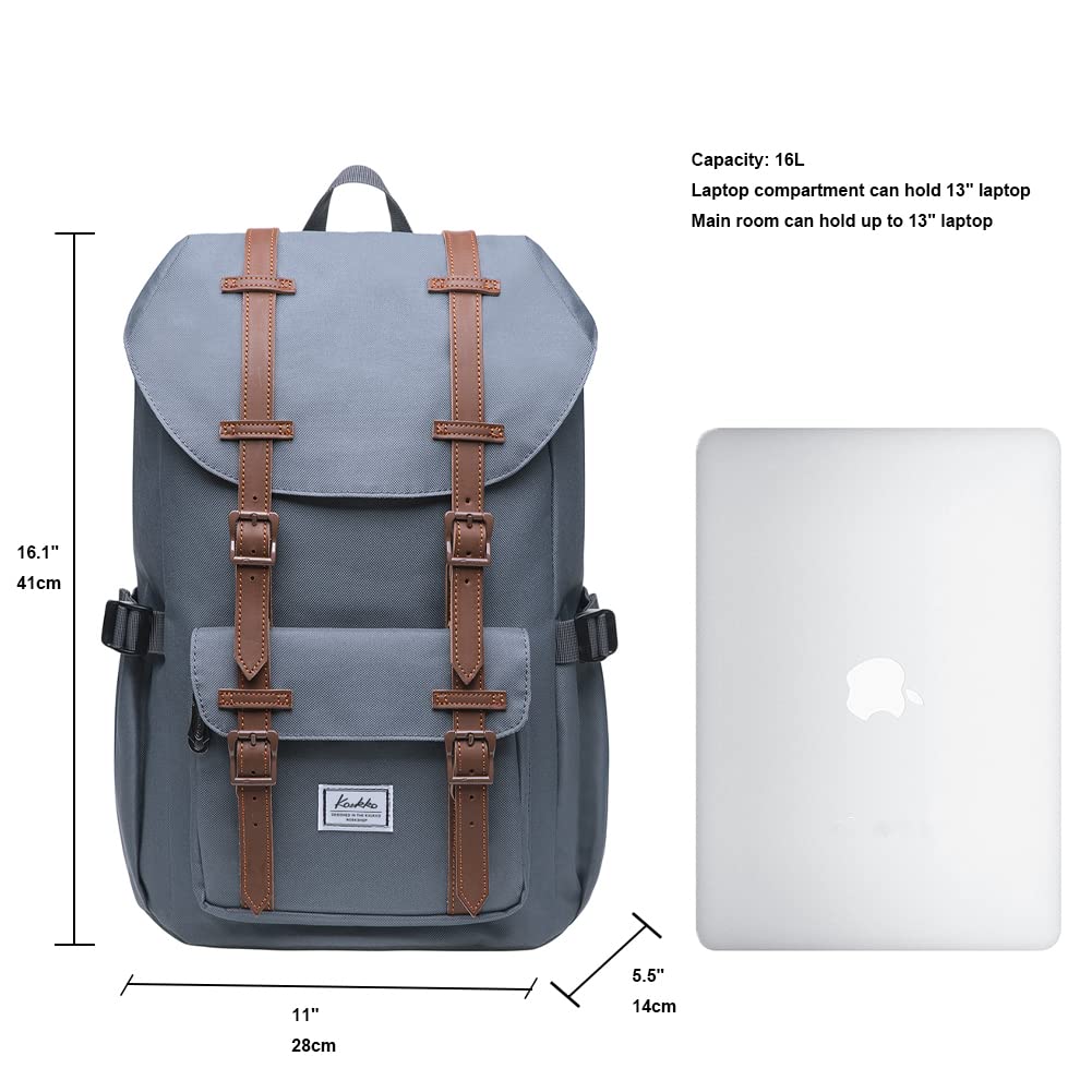 KAUKKO Waterproof Laptop Backpack for Travel & Outdoor - 15.6 Inch Laptop Compartment, Lightweight Hiking Daypack (Grey) - Perfect for Commuting, Business Trips & College Students