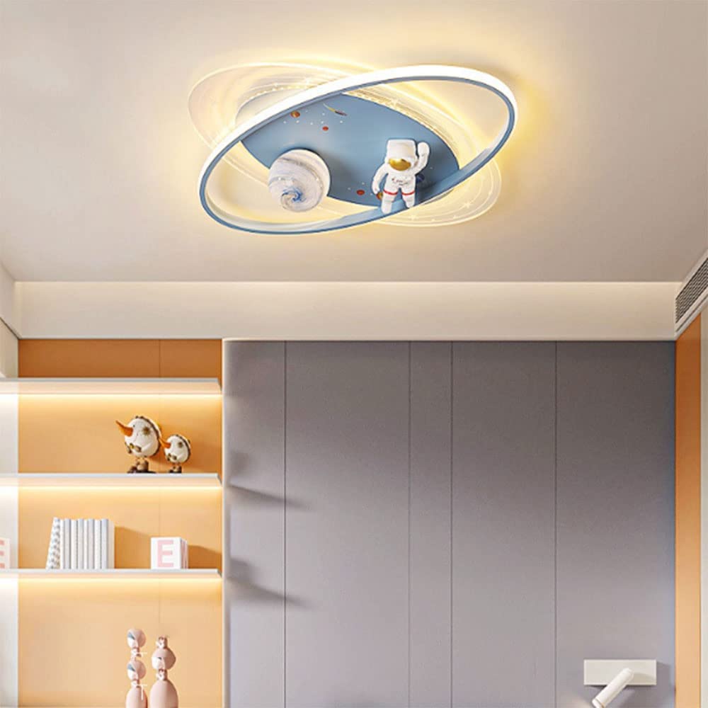 42W Modern Astronaut Ceiling Light for Kids Room - Spaceman Cartoon LED Hanging Lamp with Eye Protection, Perfect for Boys Bedroom & Nursery Decor