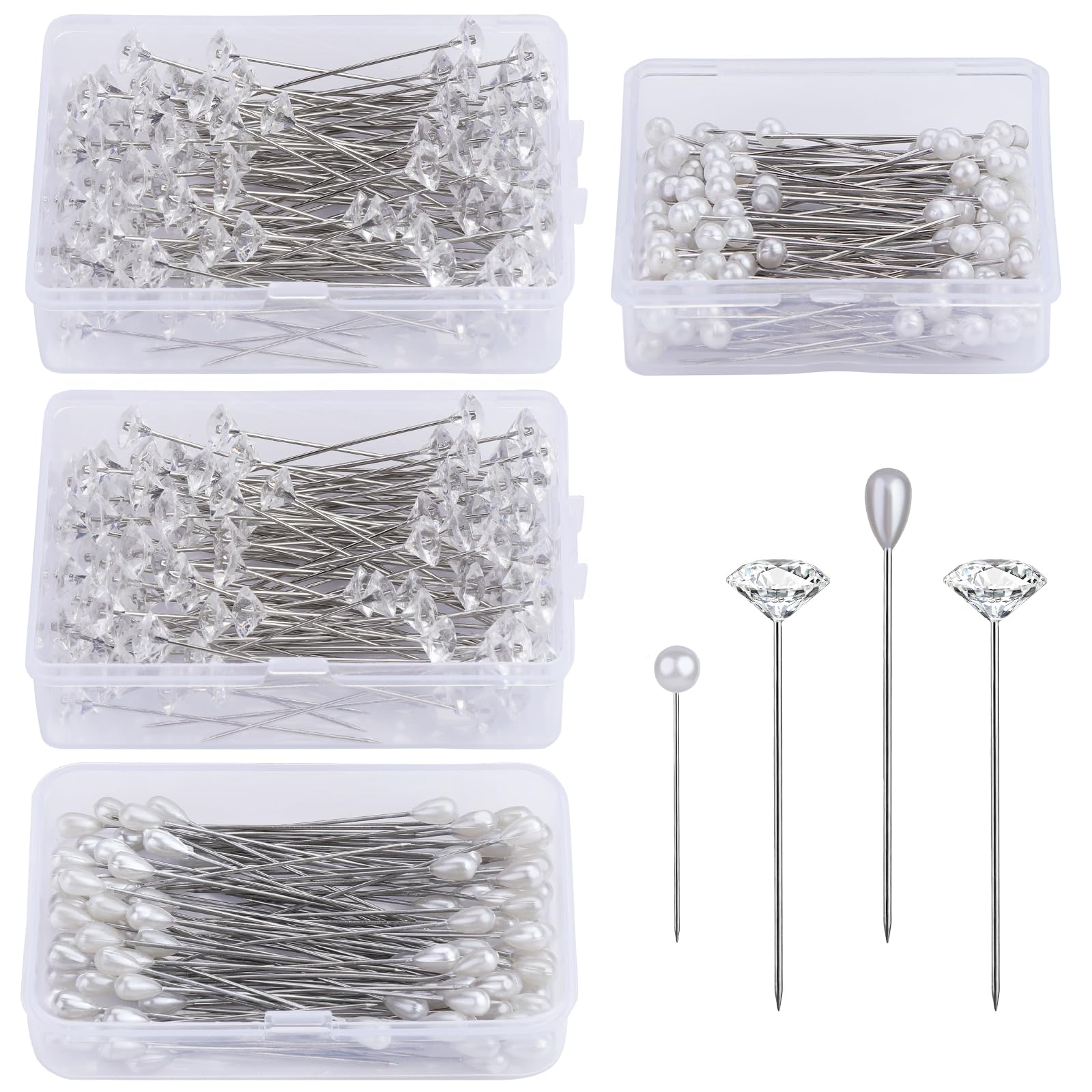 400 Pcs Corsage & Boutonniere Pins with Crystal & Pearl Heads for DIY Wedding Jewelry Decoration