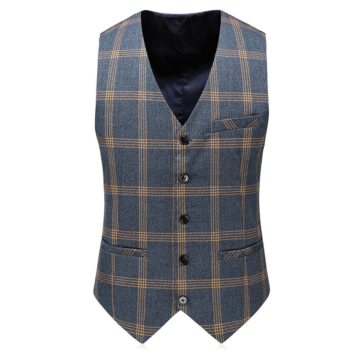 Men's 3 Piece Check Plaid Suit Set - Single Breasted One Button Jacket with Formal Pants & Vest | Perfect for Prom, Wedding, Business & Party Occasions