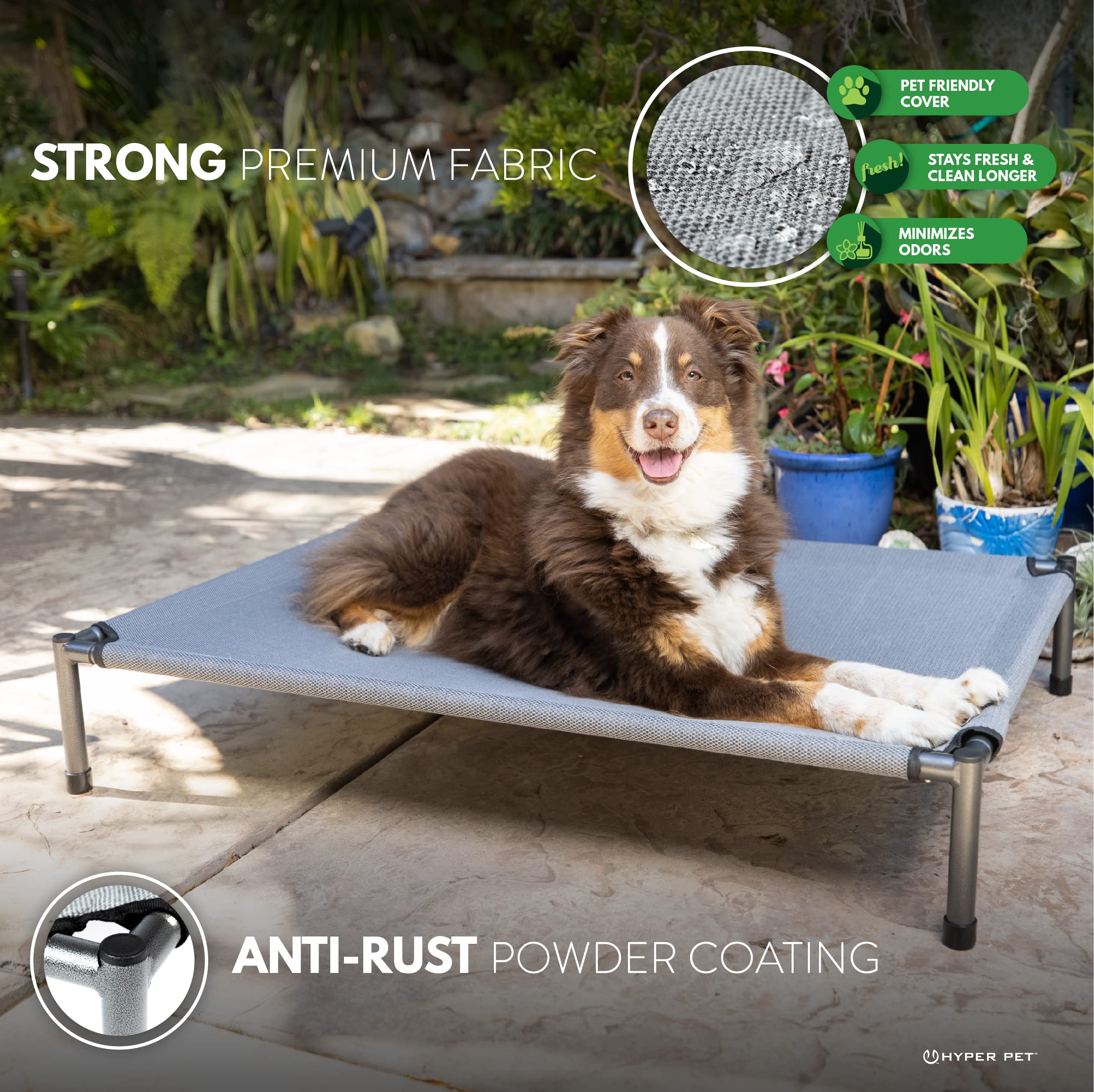 Hyper Pet Raised Rest Deluxe Elevated Dog Bed - Washable Cover, Supports 70 lbs (30