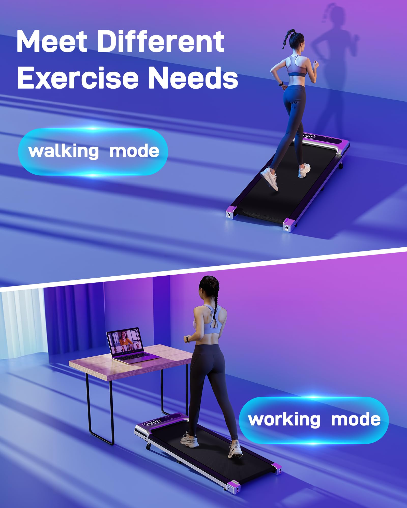 Under Desk Treadmill - 2.5HP Portable Walking Pad with Remote Control & LED Display for Home Office Use | Compact Jogging Running Machine for Small Spaces & Work from Home Fitness