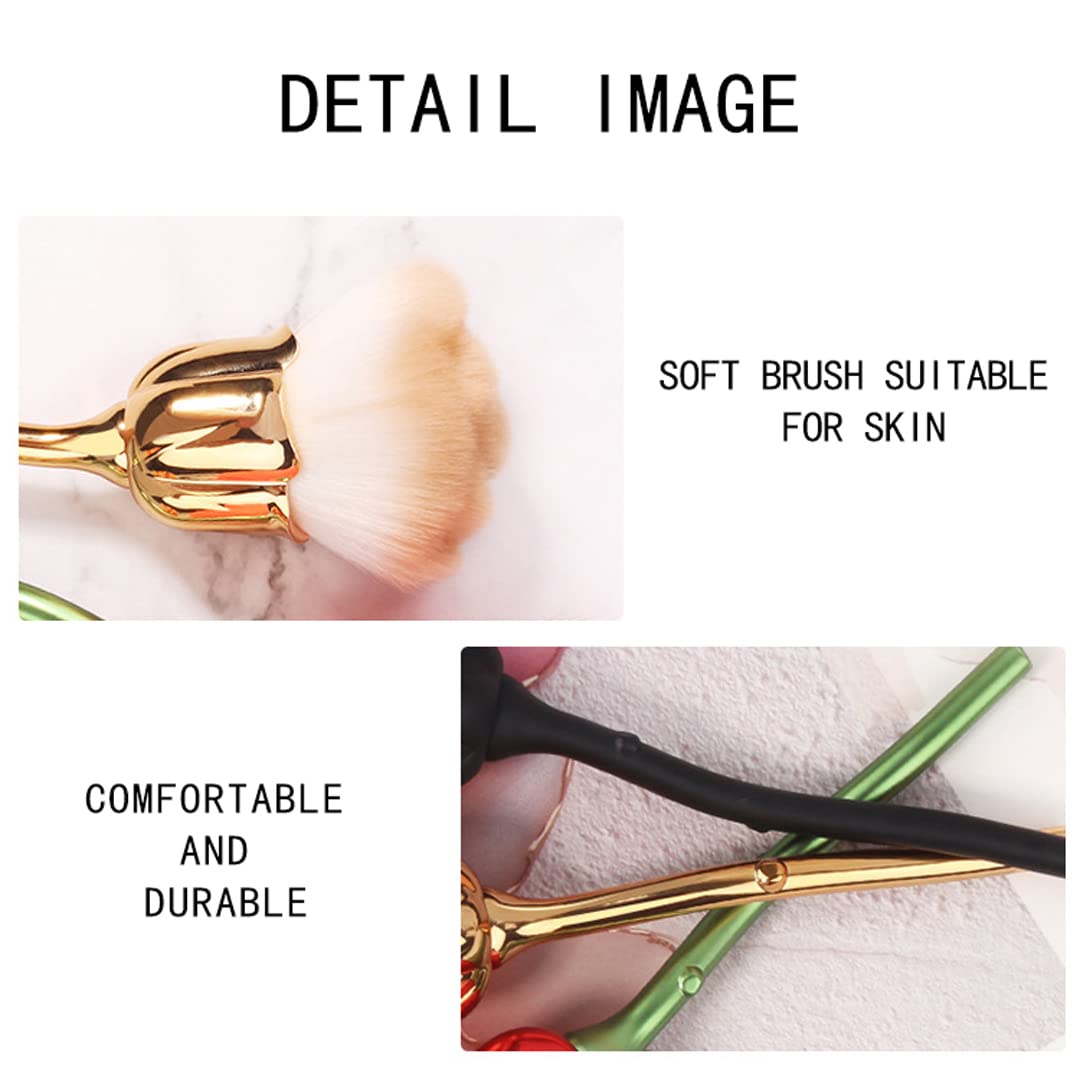 Rose Shaped Nail Art Dust Powder Remover Brush - Soft Makeup Brush for Nail Trimming & Cleaning (Gold/Red) - Perfect for Nail Salons, DIY Manicures & Professional Nail Artists