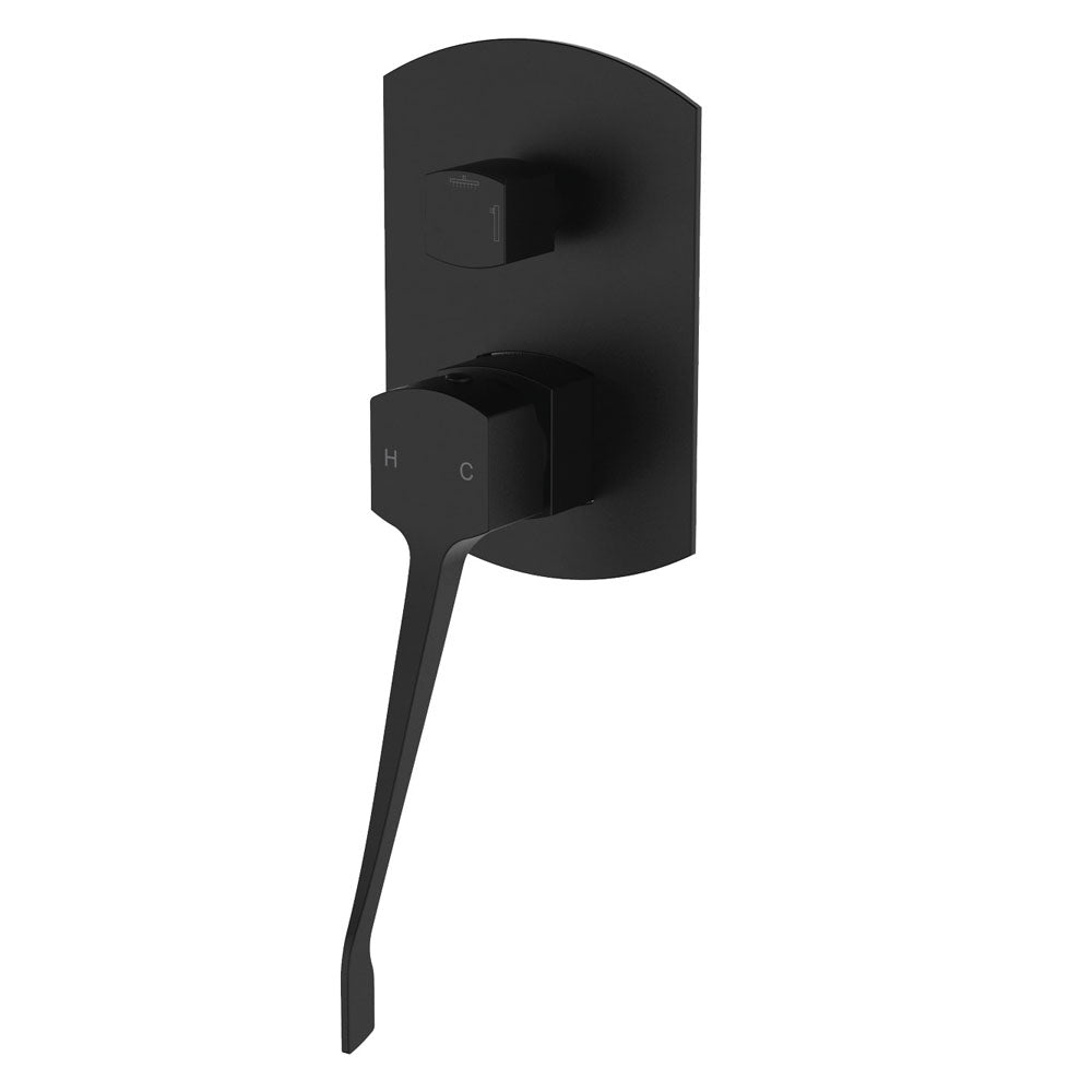Fienza 218102BD Koko Care Matte Black Wall Mounted Basin Mixer with Diverter - Perfect for Modern Bathroom and Vanity Sink Faucet Installation