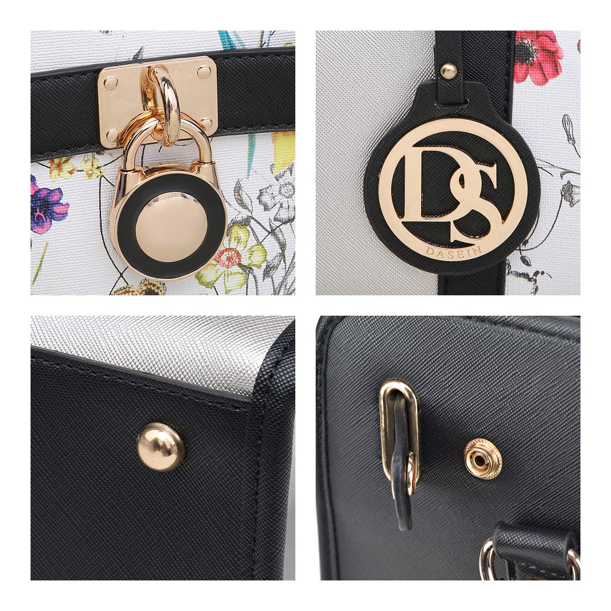 Dasein Vegan Leather Two-Tone Satchel Handbag for Women - Large Shoulder Tote Bag with Matching Wallet - Perfect for Work, Travel & Everyday Use