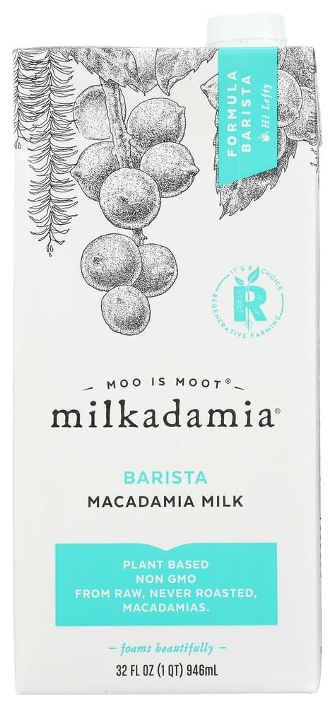 milkadamia Macadamia Milk Latte Da Barista Blend - 32 Oz (Pack of 2) | Dairy-Free Coffee Creamer Alternative for Lattes, Smoothies & Baking