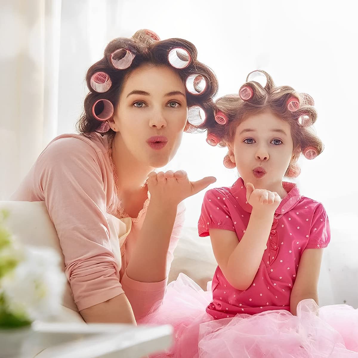 MAYCREATE® Heatless Hair Curler Roller Kit - 3 Sizes Self-Grip Magic Hair Rollers for Long, Medium & Short Hair with 6 Bang Clips & Stainless Steel Comb | No Heat Curling for Natural Waves & Overnight Styling