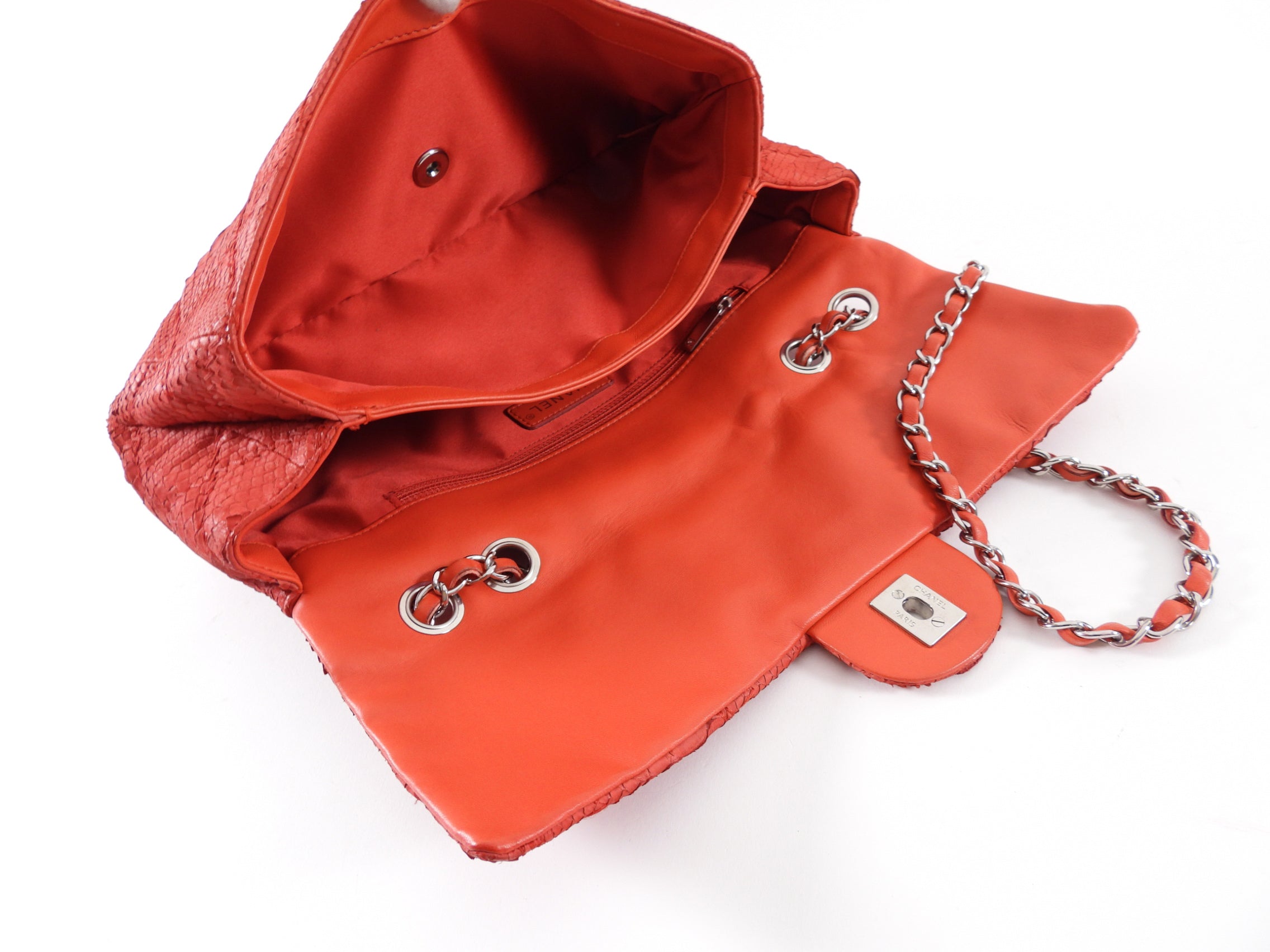 Chanel Red Python Leather East West Ultimate Stitch Flap Bag - Luxury Designer Handbag for Women, Perfect for Evening Parties & Special Occasions