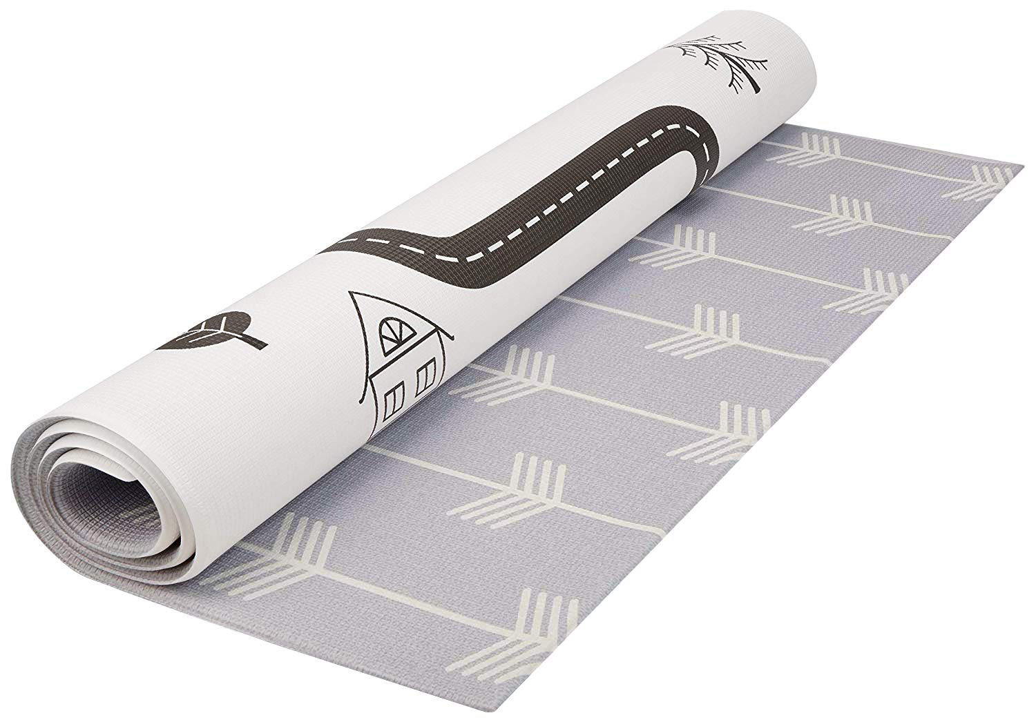 Large 82'' x 55'' Baby Play Mat - Nordic Trails Morning Fog Arrows Design | Reversible Waterproof Activity Mat for Infants, Toddlers & Kids | Perfect for Nursery Floor, Playtime & Crawling Practice