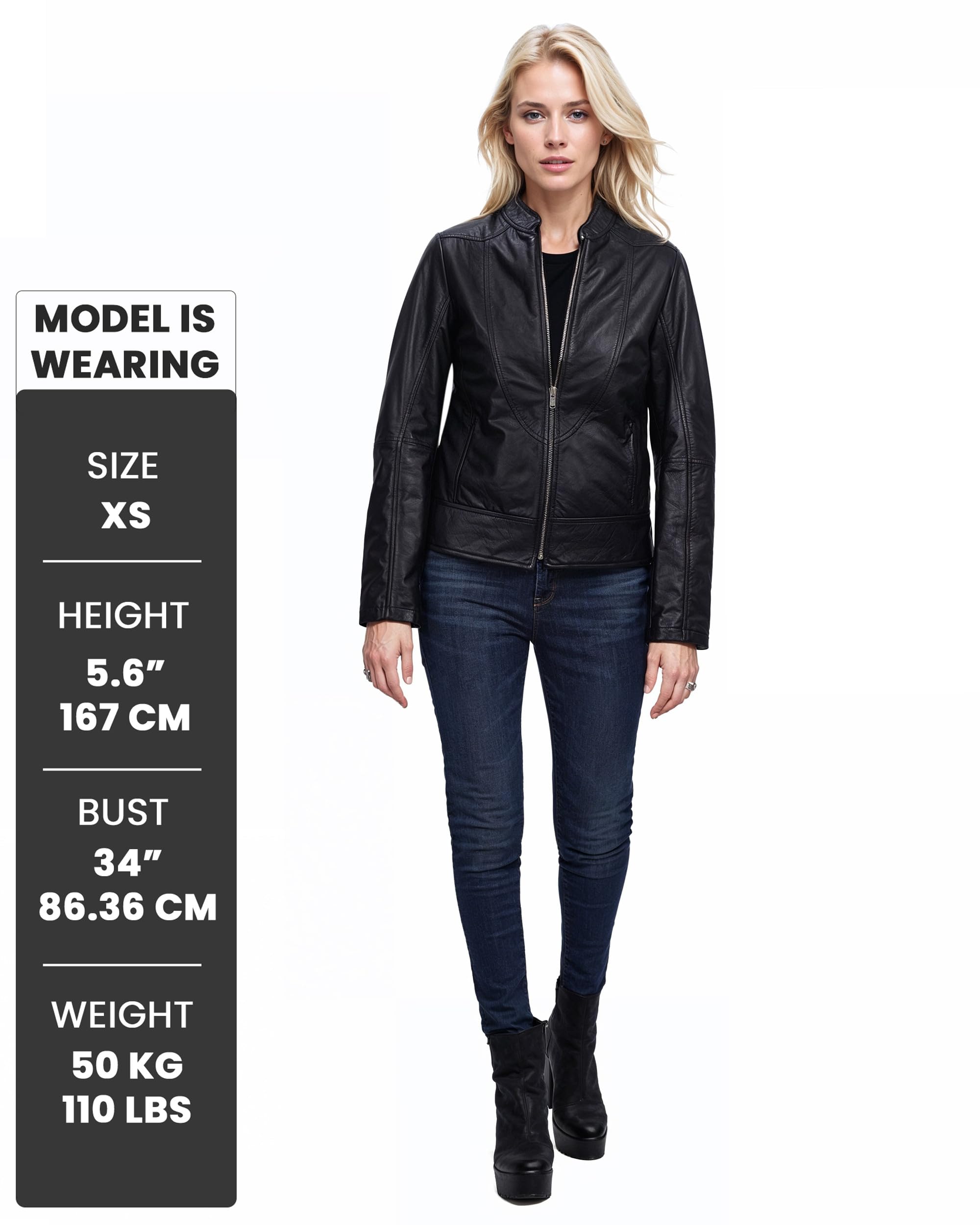Decrum Women's Genuine Lambskin Leather Jacket - Stylish Biker Jacket for Women | Perfect for Motorcycle Riding, Night Out & Fall Fashion