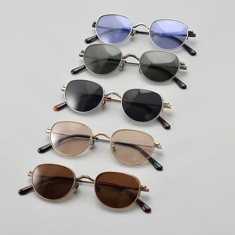 Stylish Black Semi-Rimless Oval Titanium Eyeglasses for Women with Clip-On Sunglasses MK47 - Perfect for Outdoor Activities, Driving & Fashion Accessories