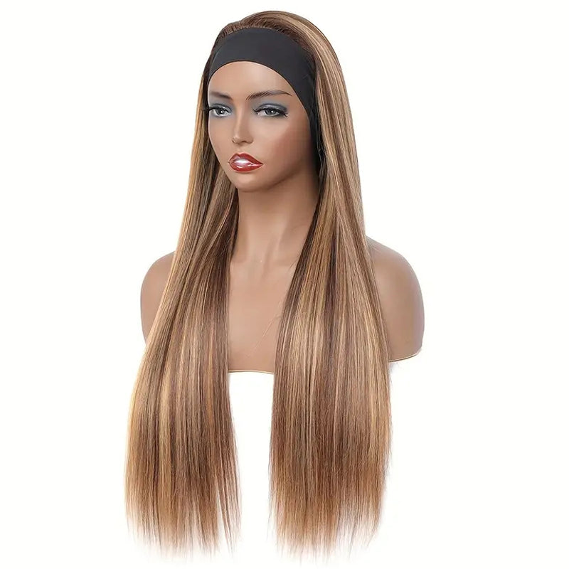 Trendy Baddie Look Human Hair Wig - 4 Natural Colors, Glueless & Quick Install Straight Headband Wig for Women | Perfect for Daily Wear, Cosplay & Special Occasions