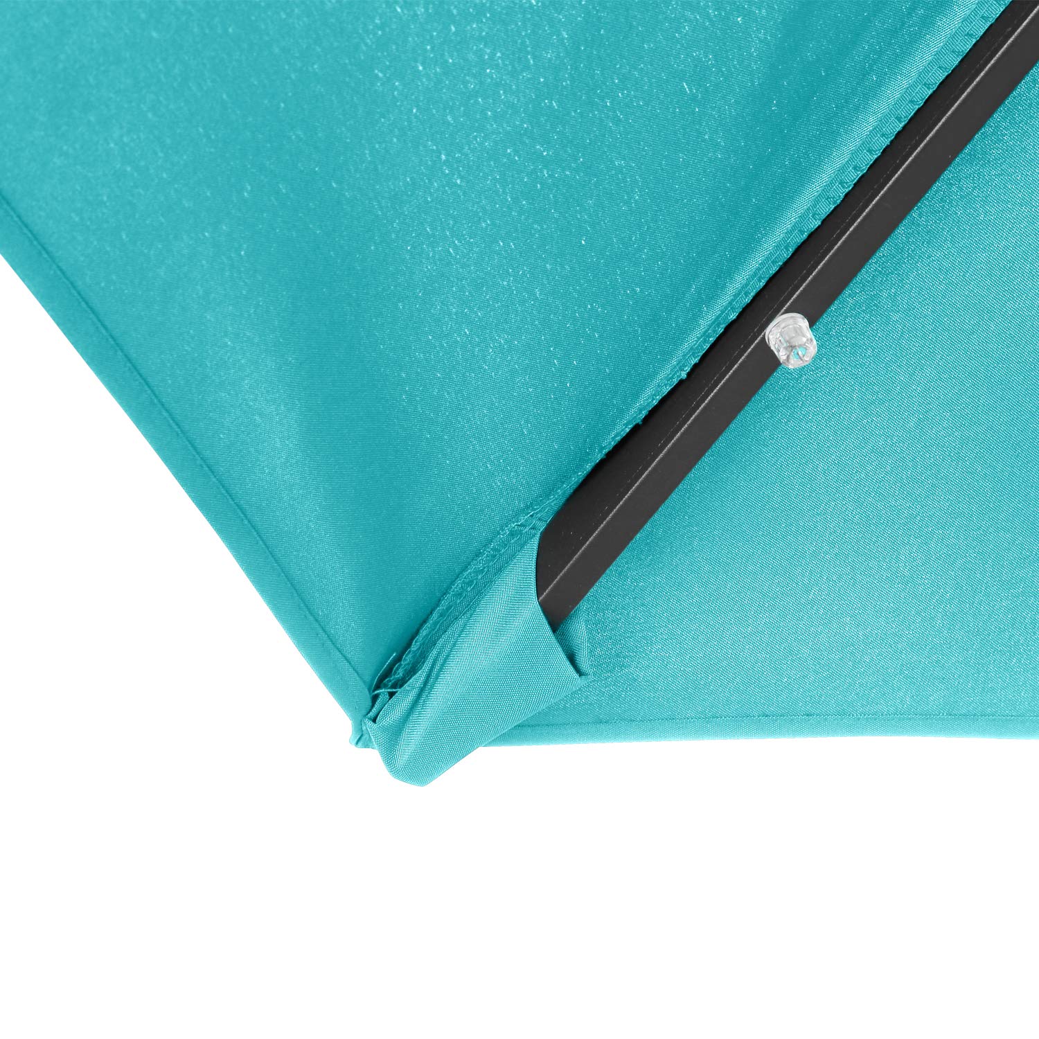 10Ft Lighted Aluminum Patio Umbrella with Tilt & Crank - Outdoor Market Umbrella for Garden, Deck, Backyard, Pool - Perfect for Dining, Lounging & Summer Entertaining (Light Blue)