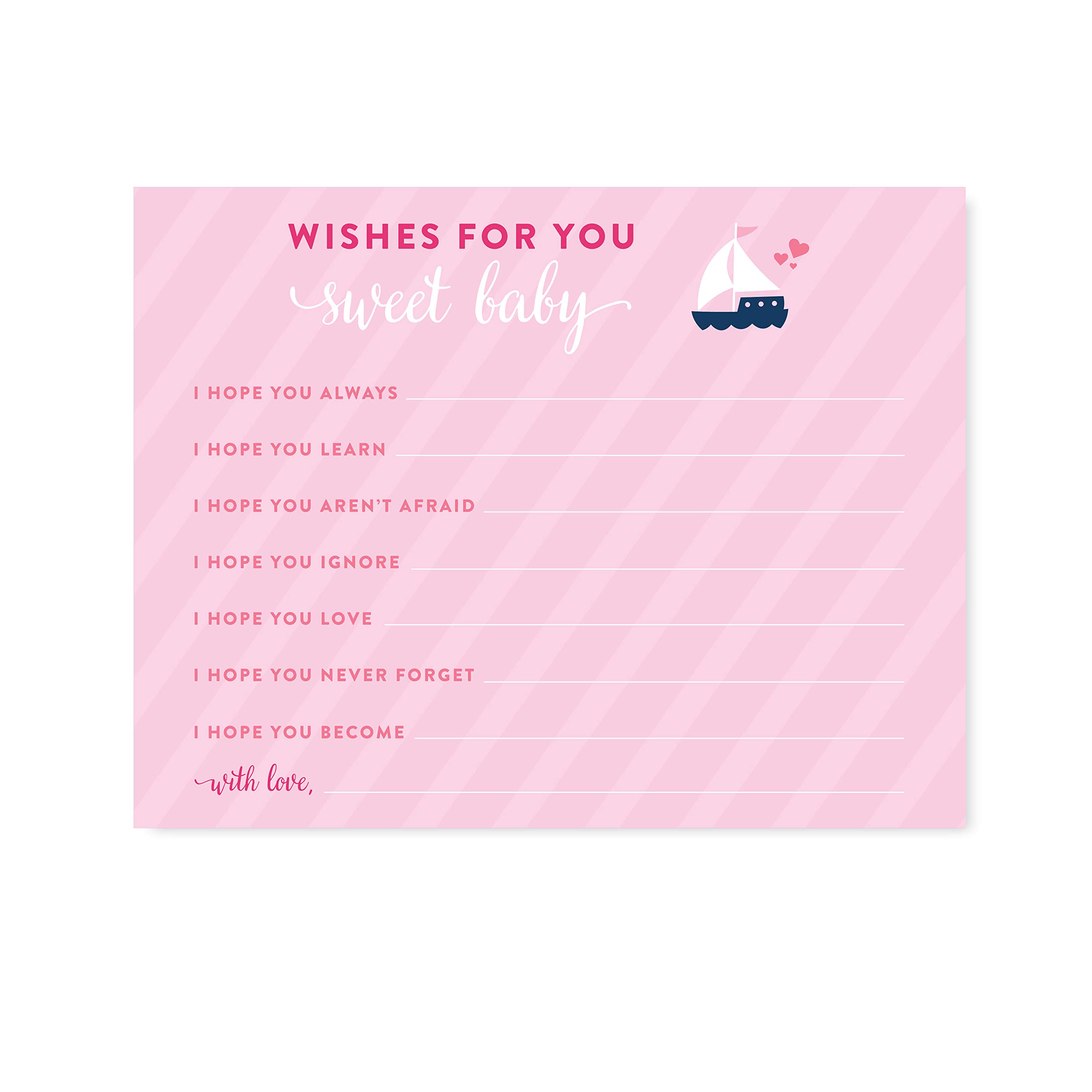 Andaz Press Pink Nautical Baby Shower Party Supplies Set - 20-Pack with Games, Decorations, Wishes Cards & Activities | Perfect for Baby Shower Decor, Gender Reveal Parties & Newborn Celebrations