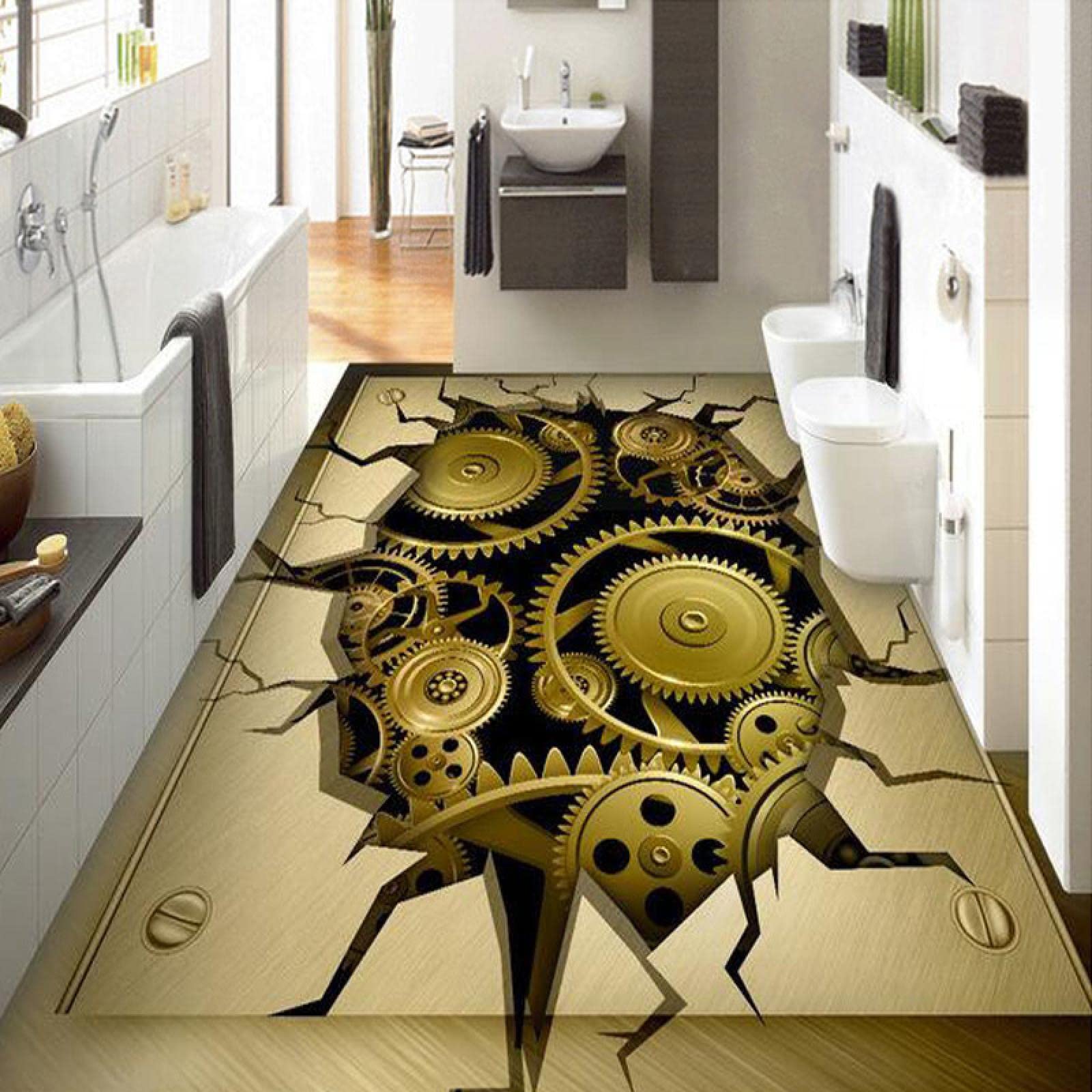 Modern 3D Metal Wallpaper - PVC Self-Adhesive Photo Mural for Living Room & Bedroom Decor - Metal Gear Solid Inspired Design - Easy Peel & Stick Wall Covering for Home, Office, or Gaming Room