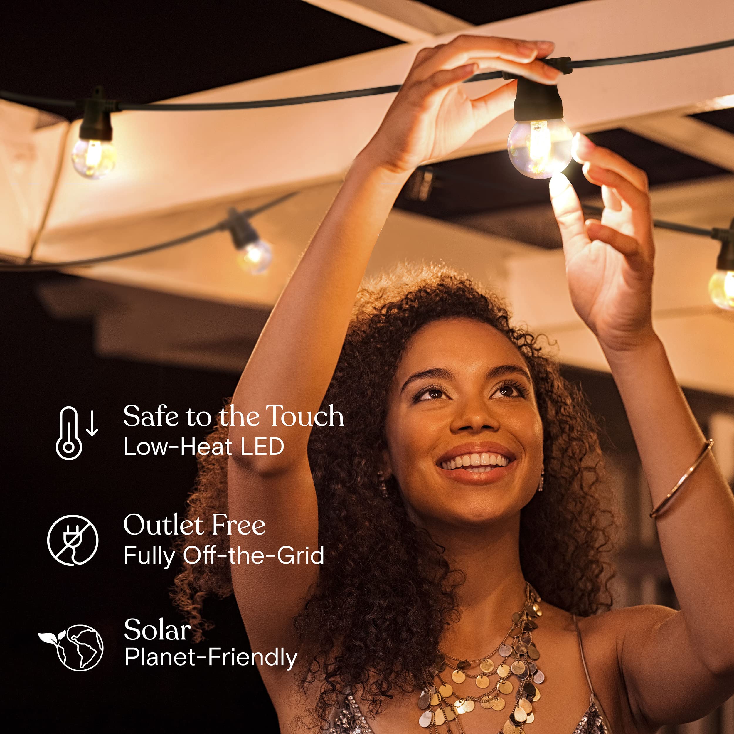 Brightech Ambience Pro Solar Powered Outdoor String Lights - 27 Ft Commercial Grade Waterproof LED Patio Lights with 12 Shatterproof Edison Bulbs, Warm White 1W - Perfect for Backyard, Garden, Wedding & Outdoor Decor