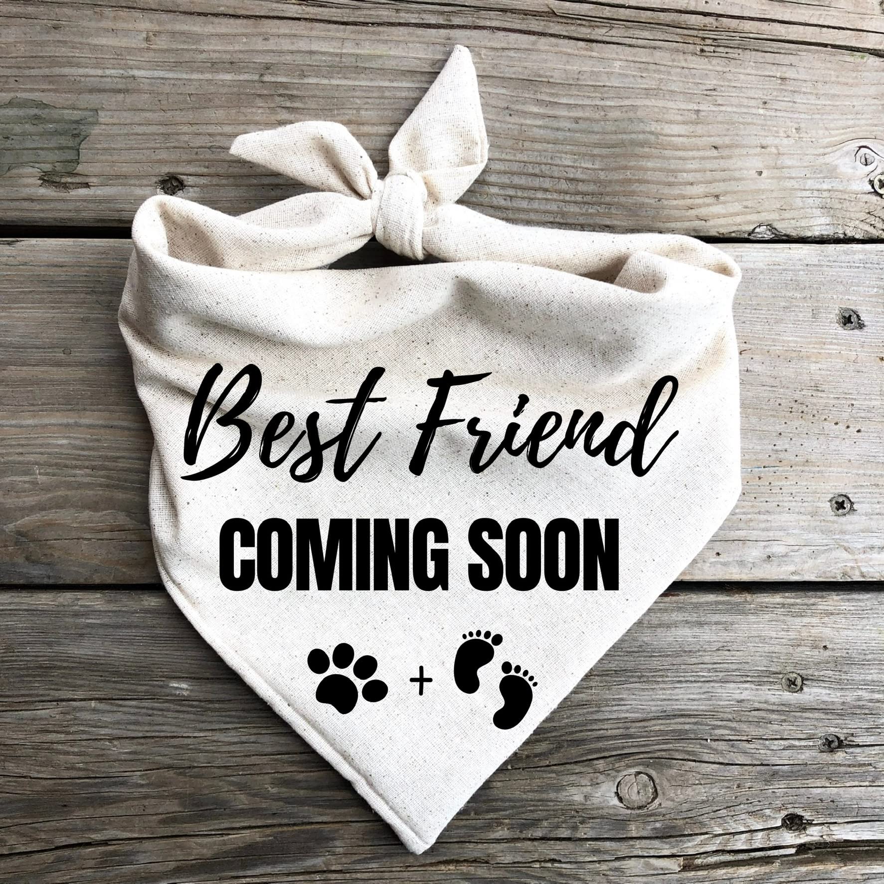 Best Friend Coming Soon Dog Bandana - Pregnancy Announcement Creamy Oatmeal Large - Perfect for Gender Reveal & Baby Shower Celebrations