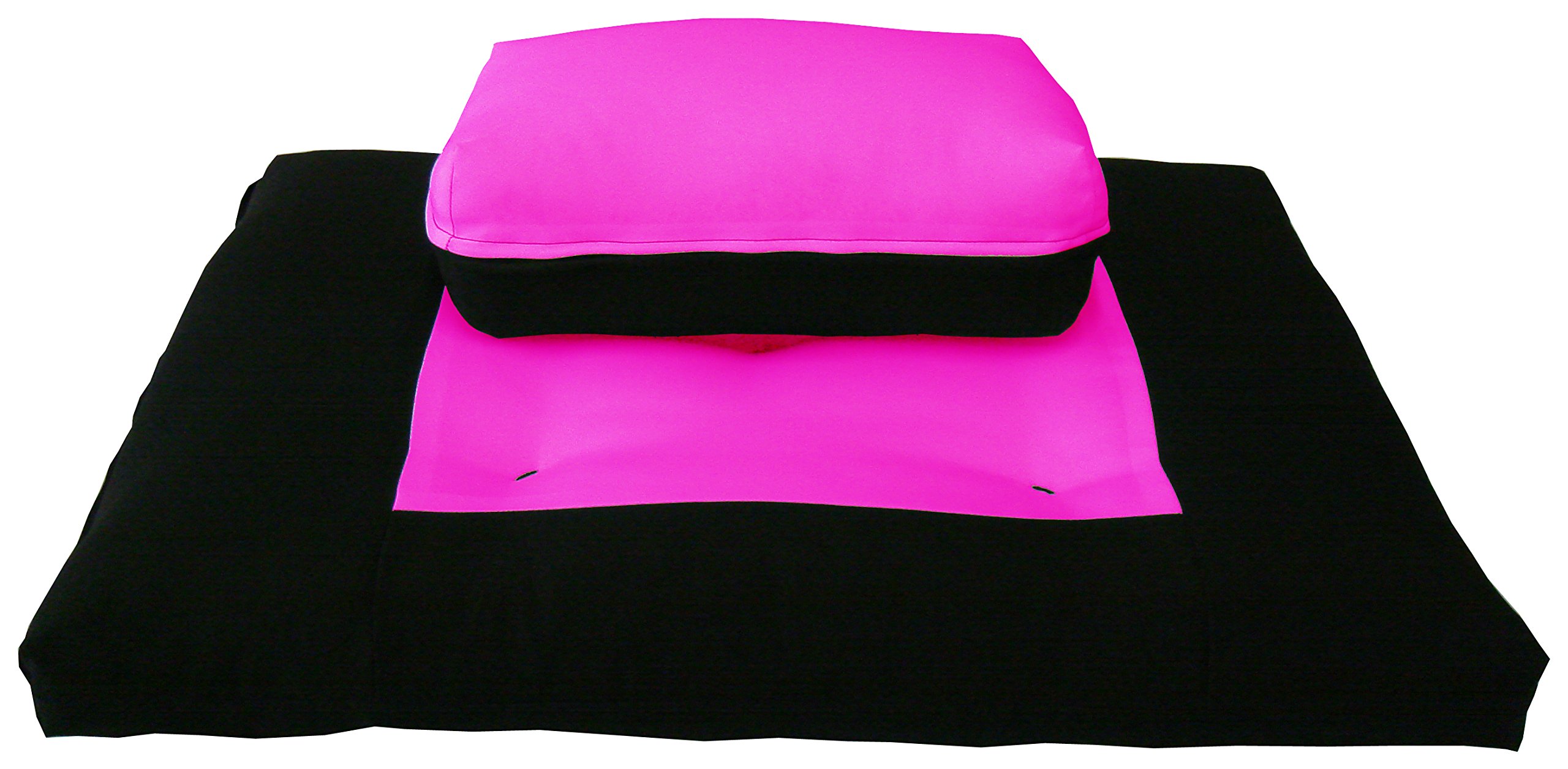 Premium D&D Futon Zabuton & Zafu Meditation Cushion Set - Yoga, Zen Sitting, Kneeling Support Pillows for Home, Office & Studio - Soft Pink Floor Cushions for Meditation, Exercise & Relaxation