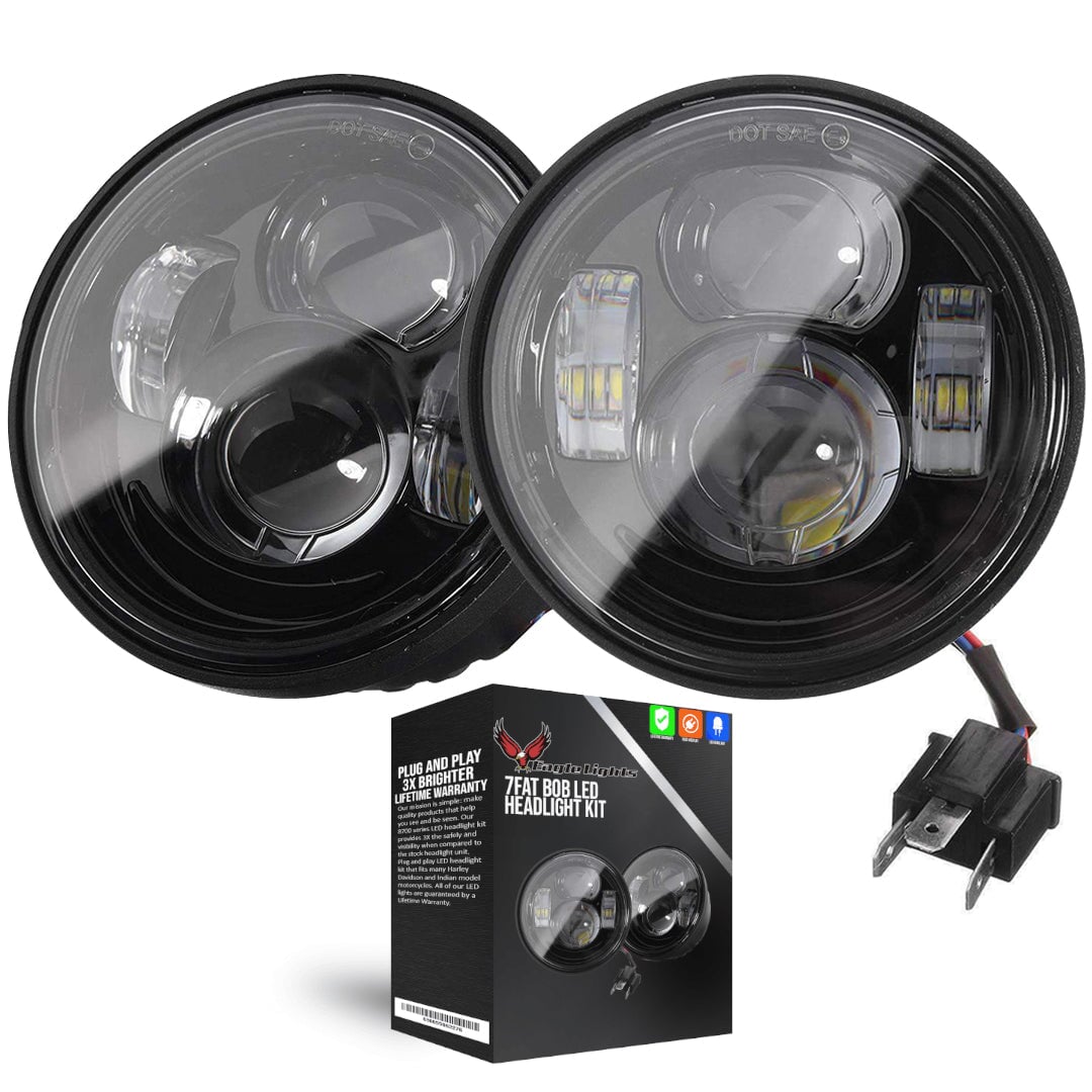 Eagle Lights Dual LED Headlight Kit for 2008-2017 Harley Davidson Fat Bob Models - High Performance Motorcycle Lighting for Night Riding & Enhanced Visibility