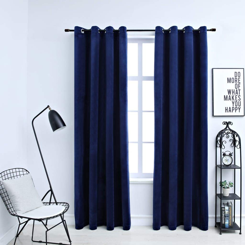 CHARMMA Blackout Curtains with Rings - 2 Panels Navy Blue 54x63 Inch Thermal Insulated Velvet Curtains for Bedroom & Living Room (1.74kg) - Light Blocking, Noise Reducing, Energy Efficient Window Treatment