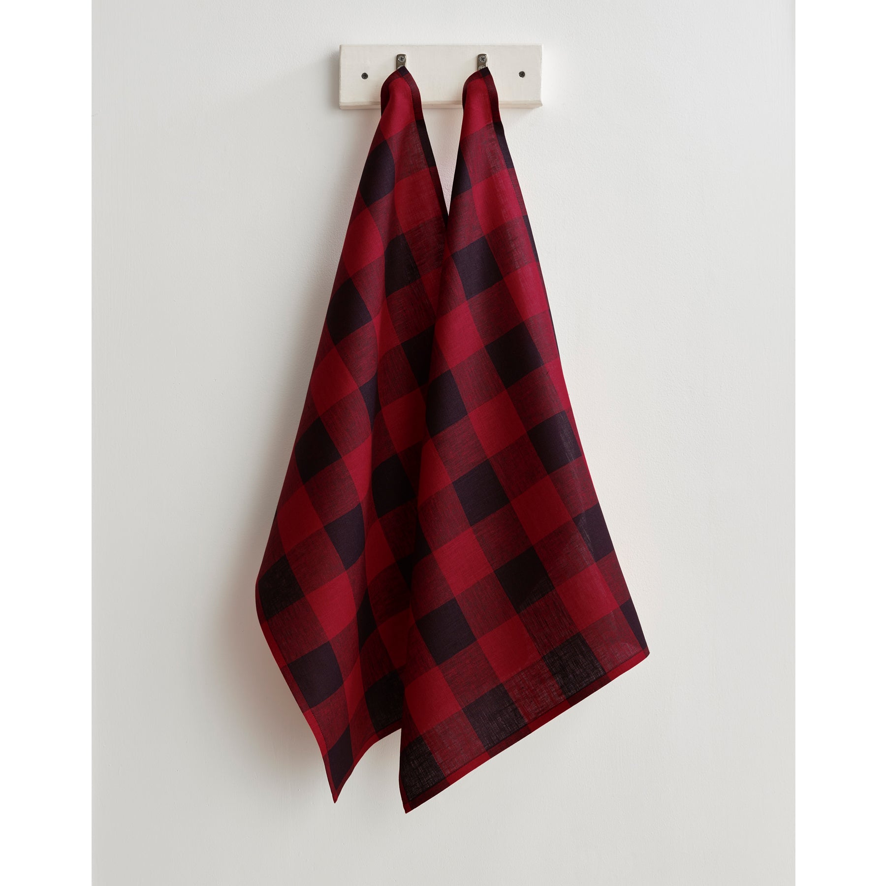 Buffalo Check Cotton Kitchen Towels Set of 2 - Absorbent & Durable Dish Cloths for Drying Dishes, Cleaning Countertops & Kitchen Decor - Red & Black Plaid Design