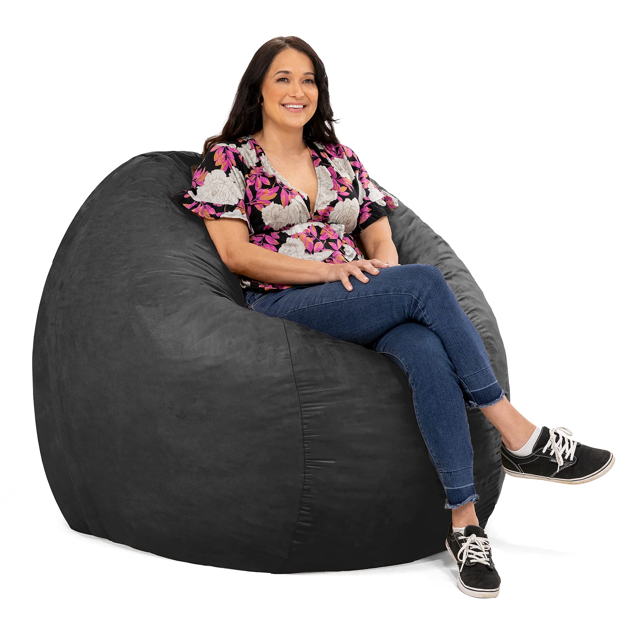 Jaxx 5 Foot Giant Saxx Bean Bag Chair for Adults - Oversized Memory Foam Filled Lounger, Black - Perfect for Living Room, Game Room & Dorm Relaxation
