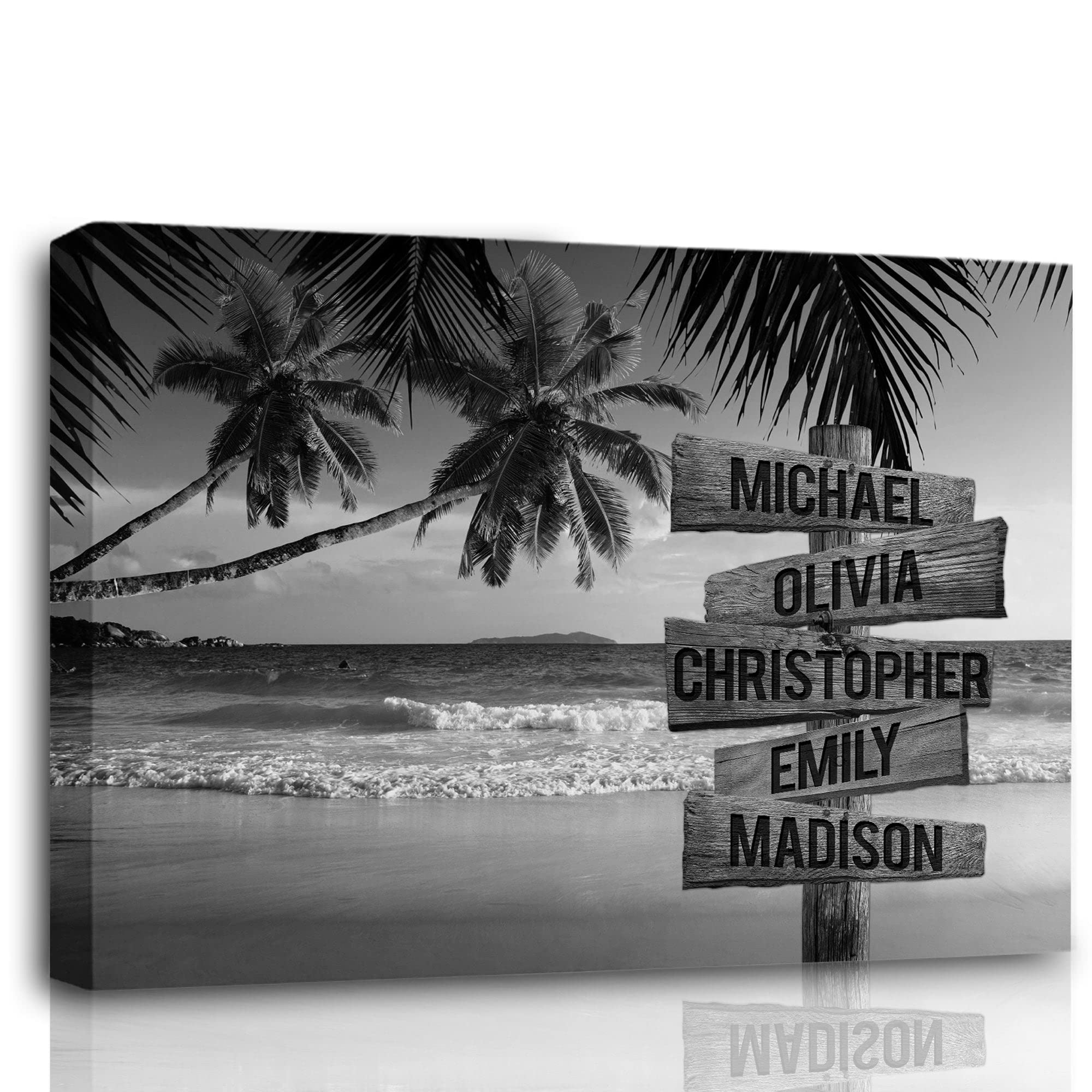 Premium Customized Tropical Beach Scenery Family Name Canvas Wall Art - Personalized 24