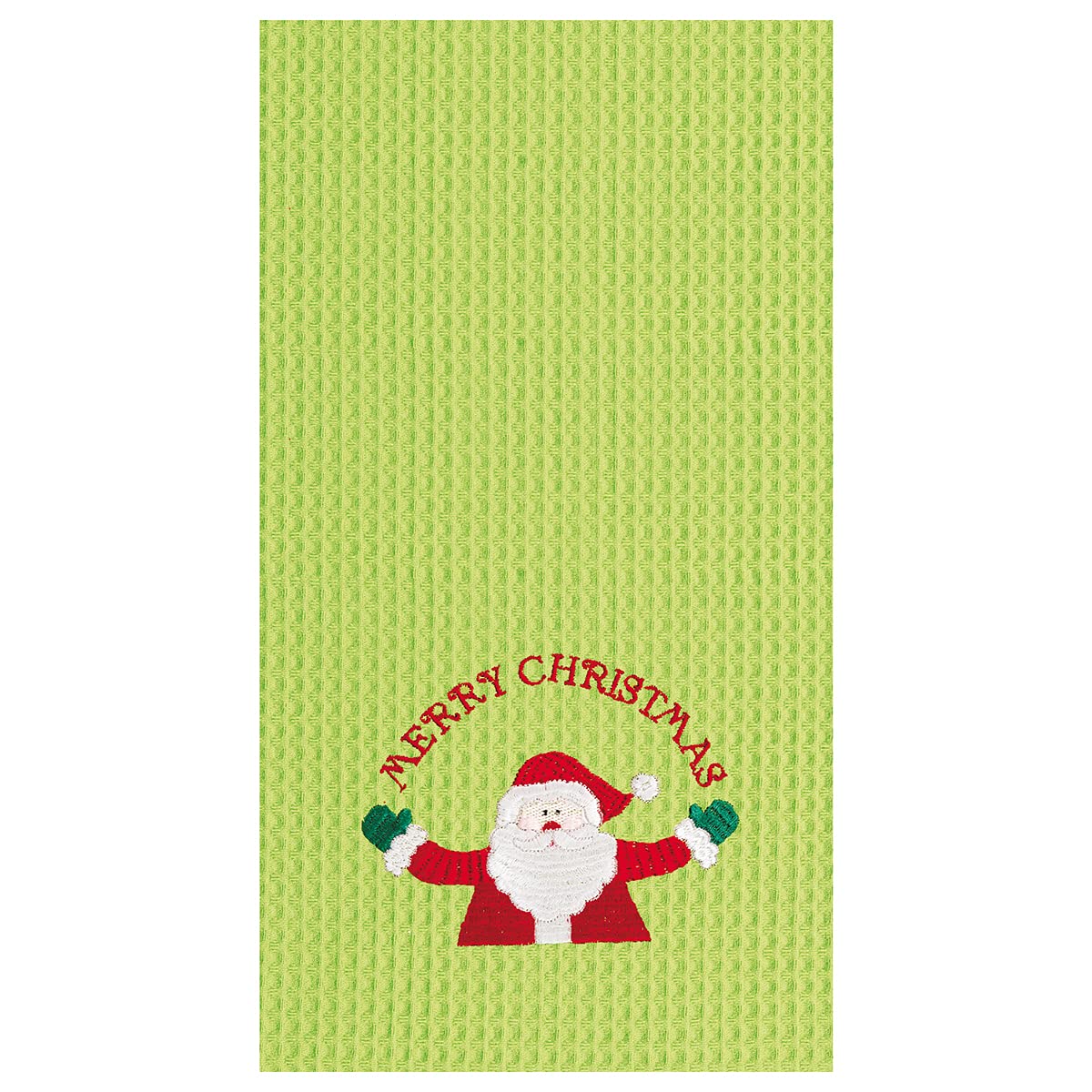 Festive Santa Cotton Christmas Embroidered Waffle Weave Kitchen Towel Set - Holiday Home Decor, Dish Drying & Kitchen Decorations - Perfect for Christmas Parties, Gift Giving & Seasonal Home Styling