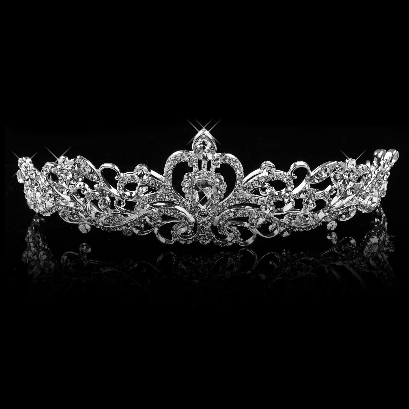 Vofler Silver Crystal Tiara Crown Headband - Rhinestone Hair Jewelry for Women, Brides, Girls | Wedding, Birthday, Pageant, Prom, Halloween Costume Party Accessory | Perfect for Princess-Themed Events & Special Occasions
