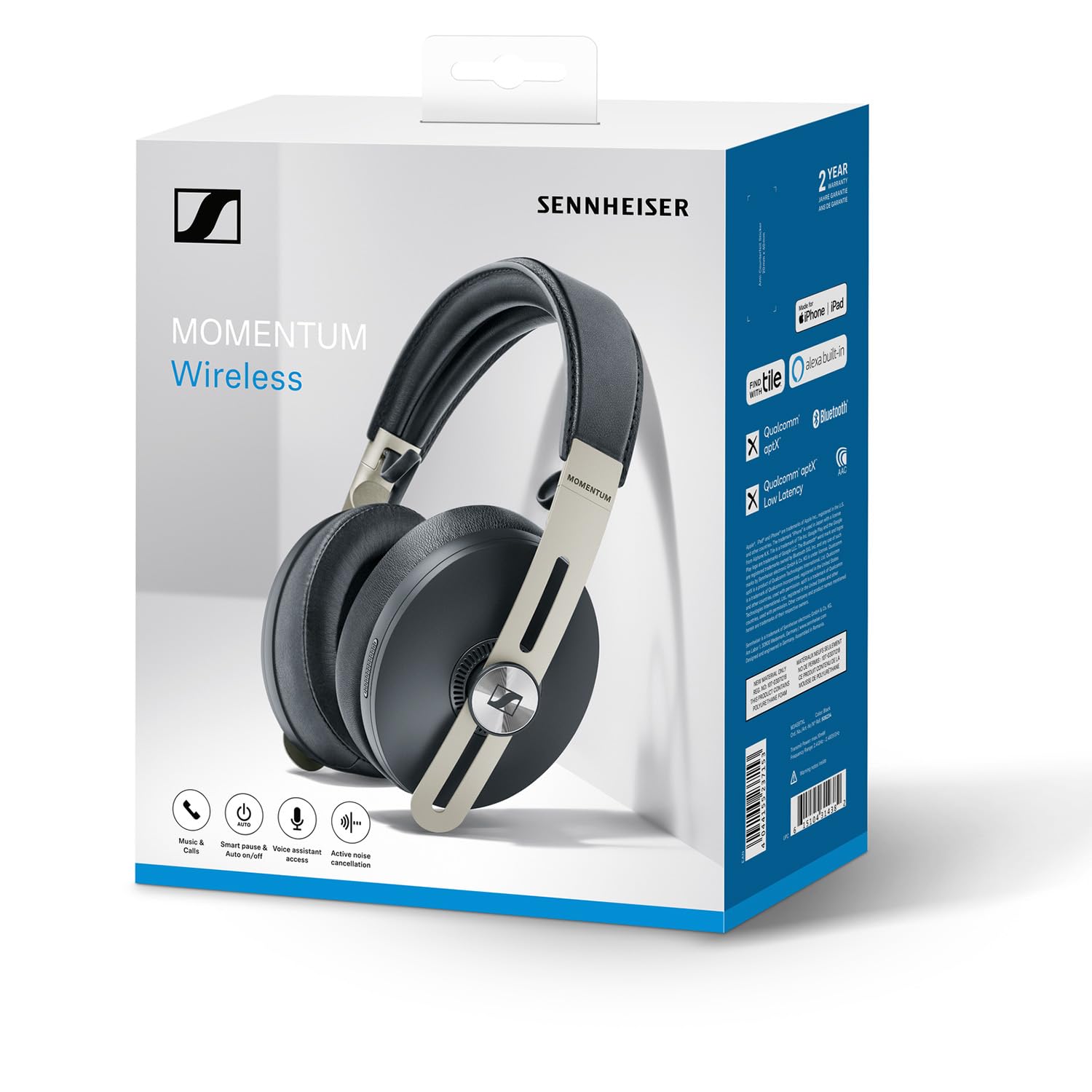SENNHEISER Momentum 3 Wireless Bluetooth Headphones with Active Noise Cancelling, Alexa Built-in, Auto On/Off & Smart Pause - Premium Over-Ear Headset with Smart Control App (Black) - Perfect for Travel, Work & Music Lovers