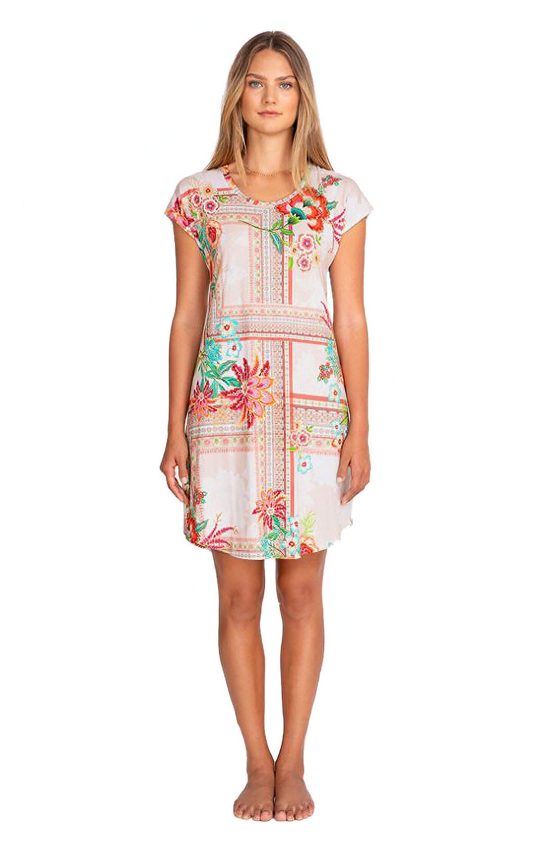 Johnny Was Verdino Blue Floral Cotton Sleepwear Robe - Women's Nightgown & Loungewear for Relaxing at Home or Spa Days