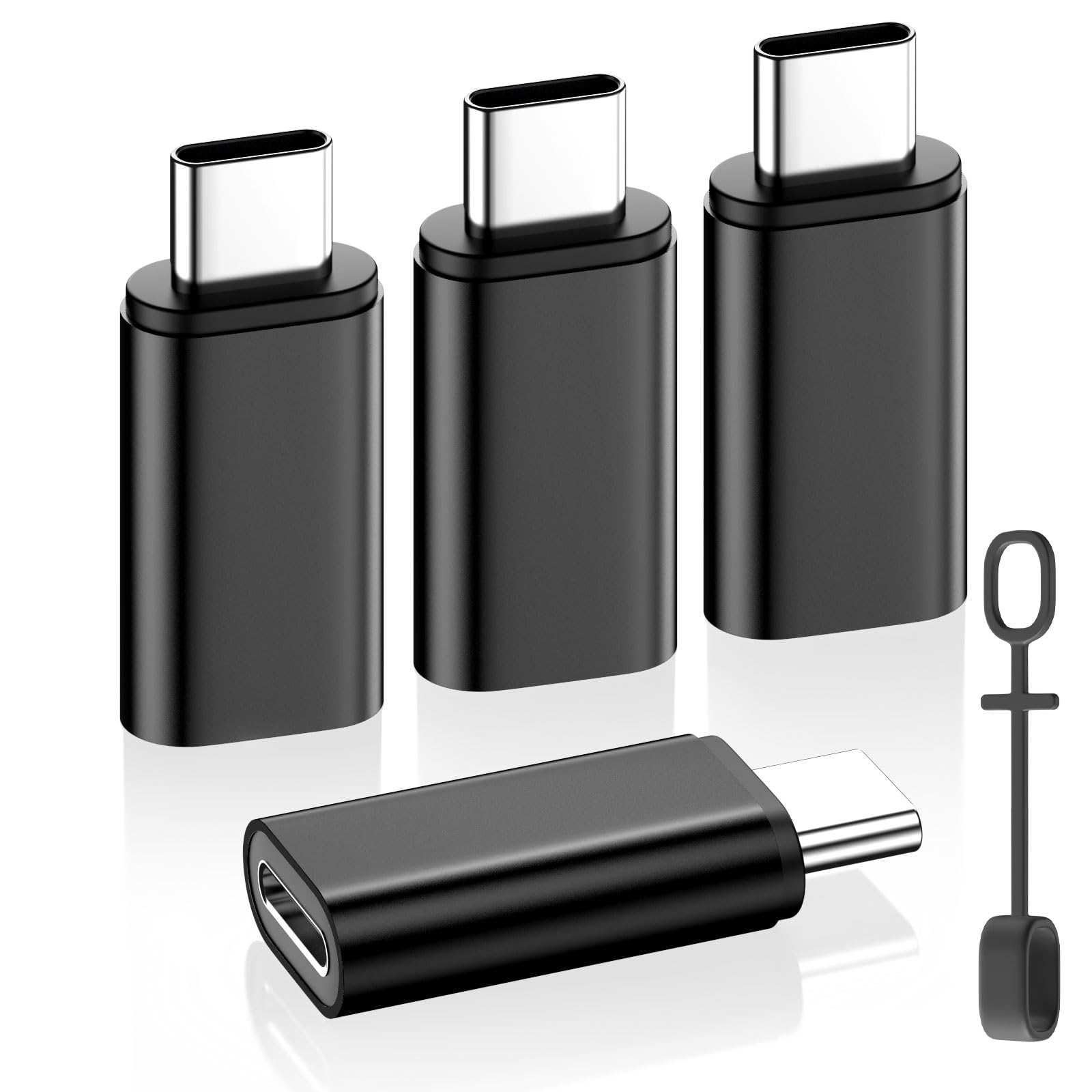 MoKo 4 Pack Lightning to USB C Adapter - Female to Male Connector for iPhone 15/16 Pro/16 Pro Max/Plus, Galaxy S24, iPad - Fast Charging & Data Sync - Not for Audio/OTG - Black - Perfect for Travel, Office & Home Use