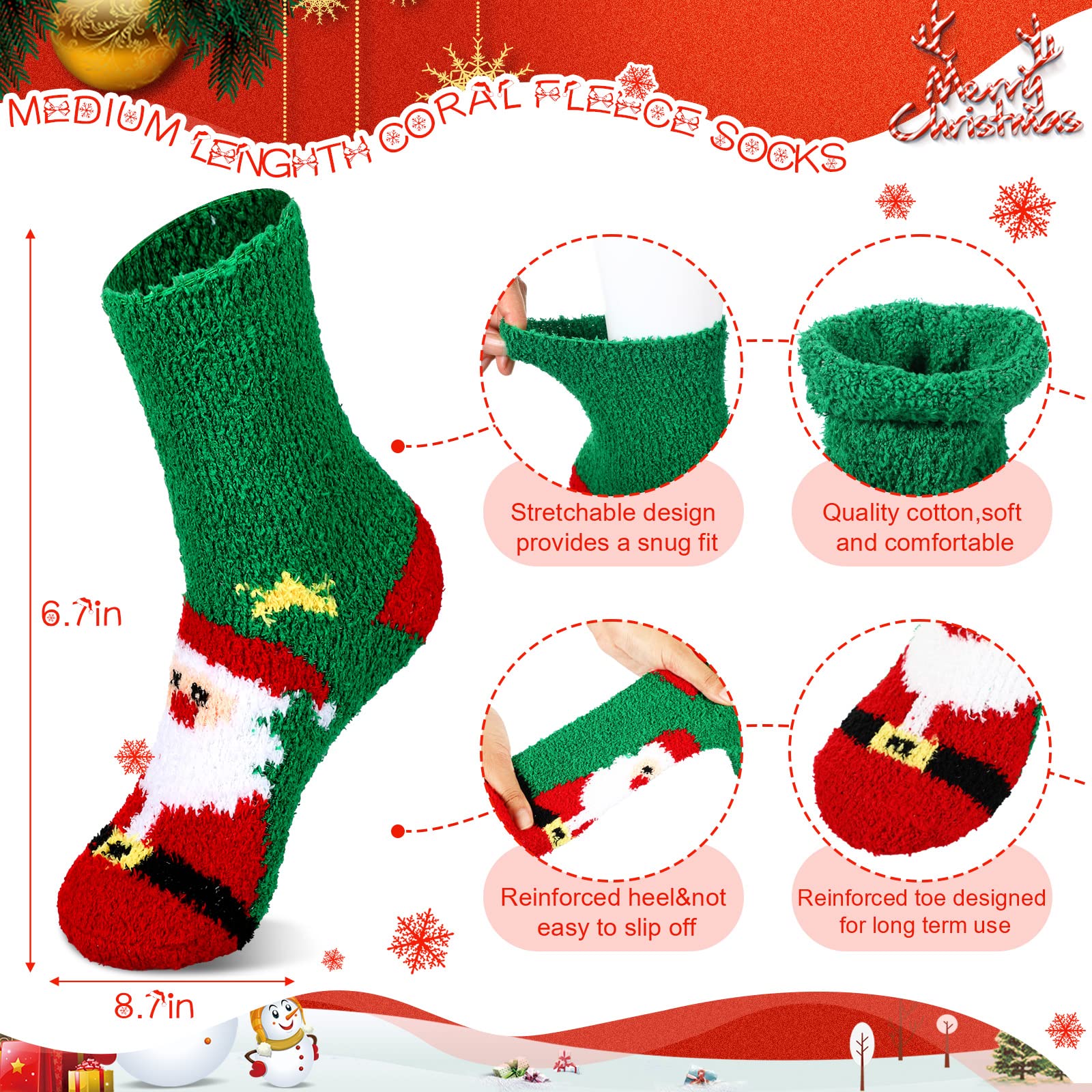 Liitrsh 24 Pairs Women's Christmas Fuzzy Winter Socks - Soft Warm Fluffy Holiday Socks for Women - Perfect for Gifts, Stocking Stuffers & Cozy Winter Nights