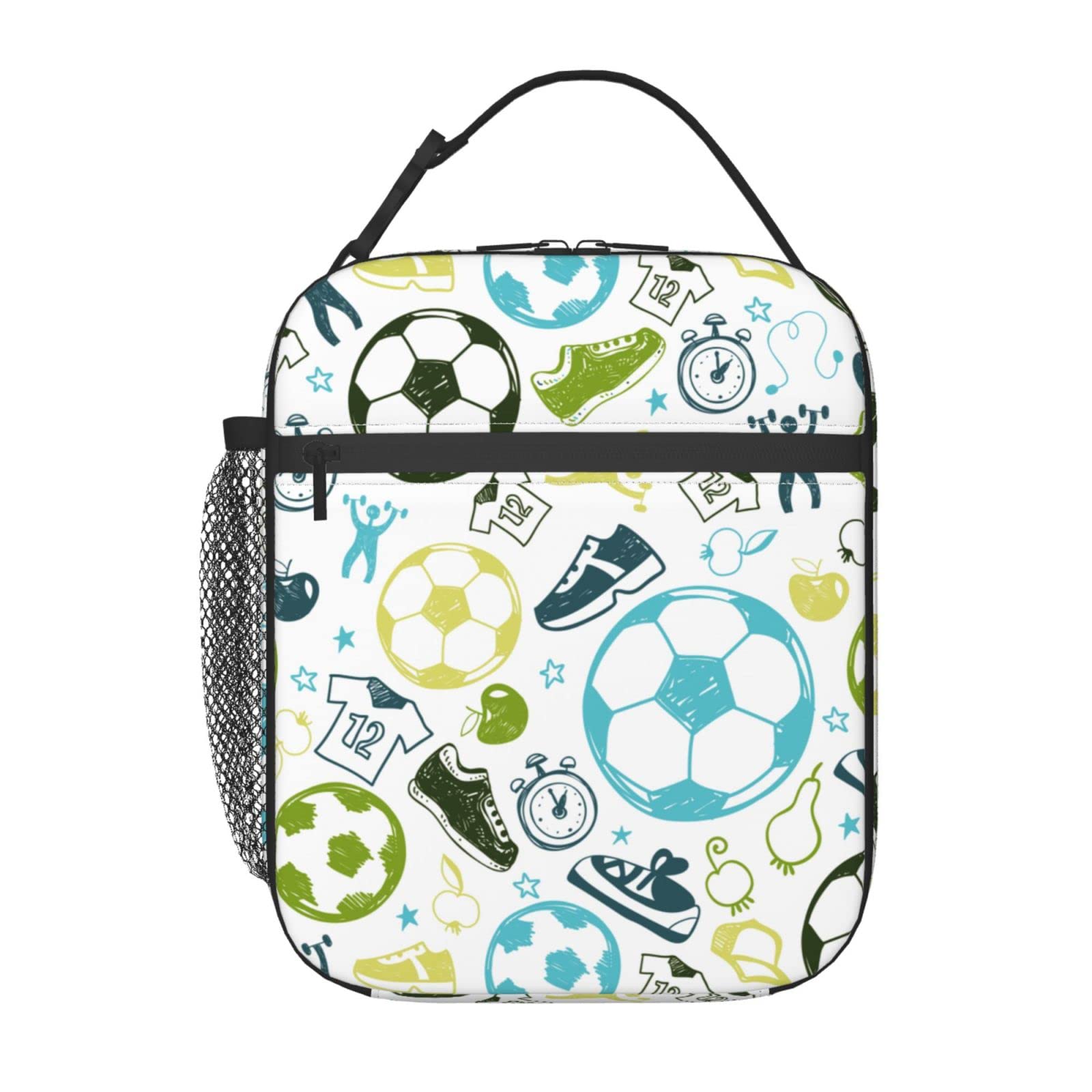 Insulated Reusable Soccer Lunch Bag - Portable Cooler Tote for School, Office & Picnic - Perfect for Boys, Girls & Sports Fans