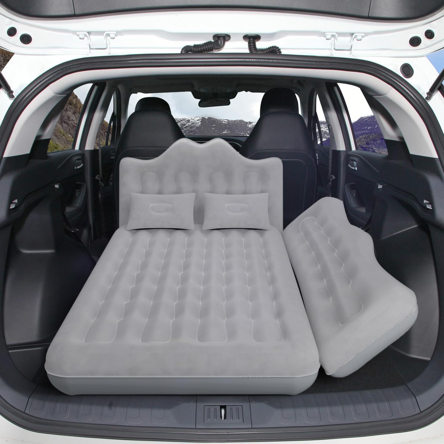 Inflatable SUV Car Air Mattress Bed with Pump & Pillows - Portable Camping Sleeping Pad for Truck, Van Rear & Backseat - Perfect for Road Trips, Camping & Outdoor Adventures
