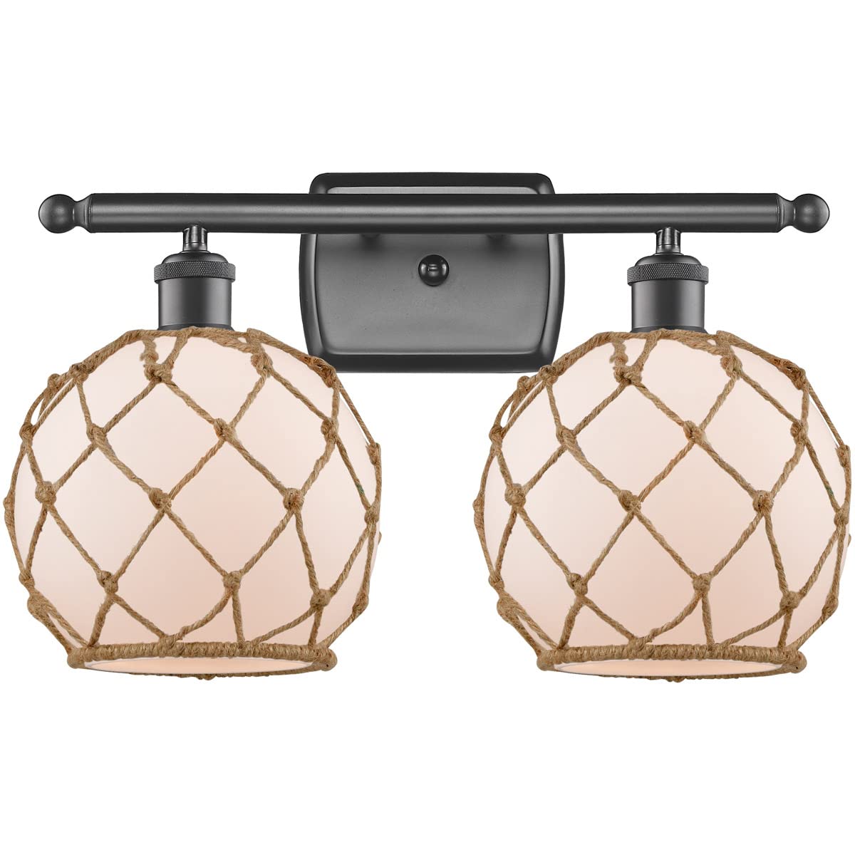 Ballston Collection Farmhouse Rope 2-Light Bathroom Vanity Fixture in Oil Rubbed Bronze - Perfect for Rustic Bathroom Lighting and Vintage Home Decor