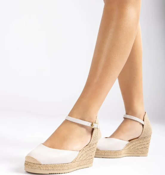 UNISA Women's White Leather Espadrille Flats - Caceres Comfortable Summer Slip-On Shoes for Beach, Vacation & Casual Wear