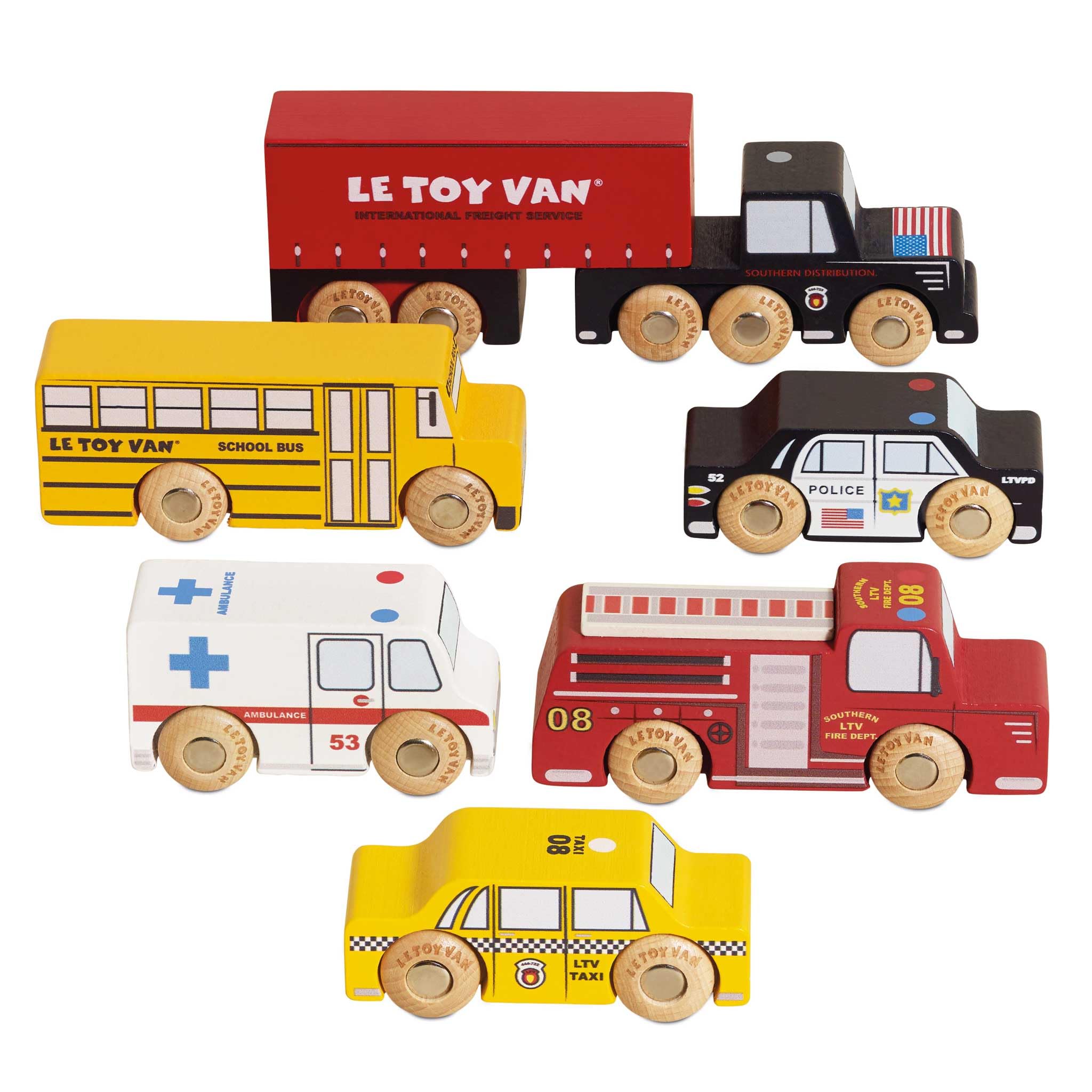 Le Toy Van New York Car Set - Premium Wooden Toy Cars for Kids Ages 3+ | Educational Wooden Vehicles for Toddlers, Pretend Play & City Adventure Scenes