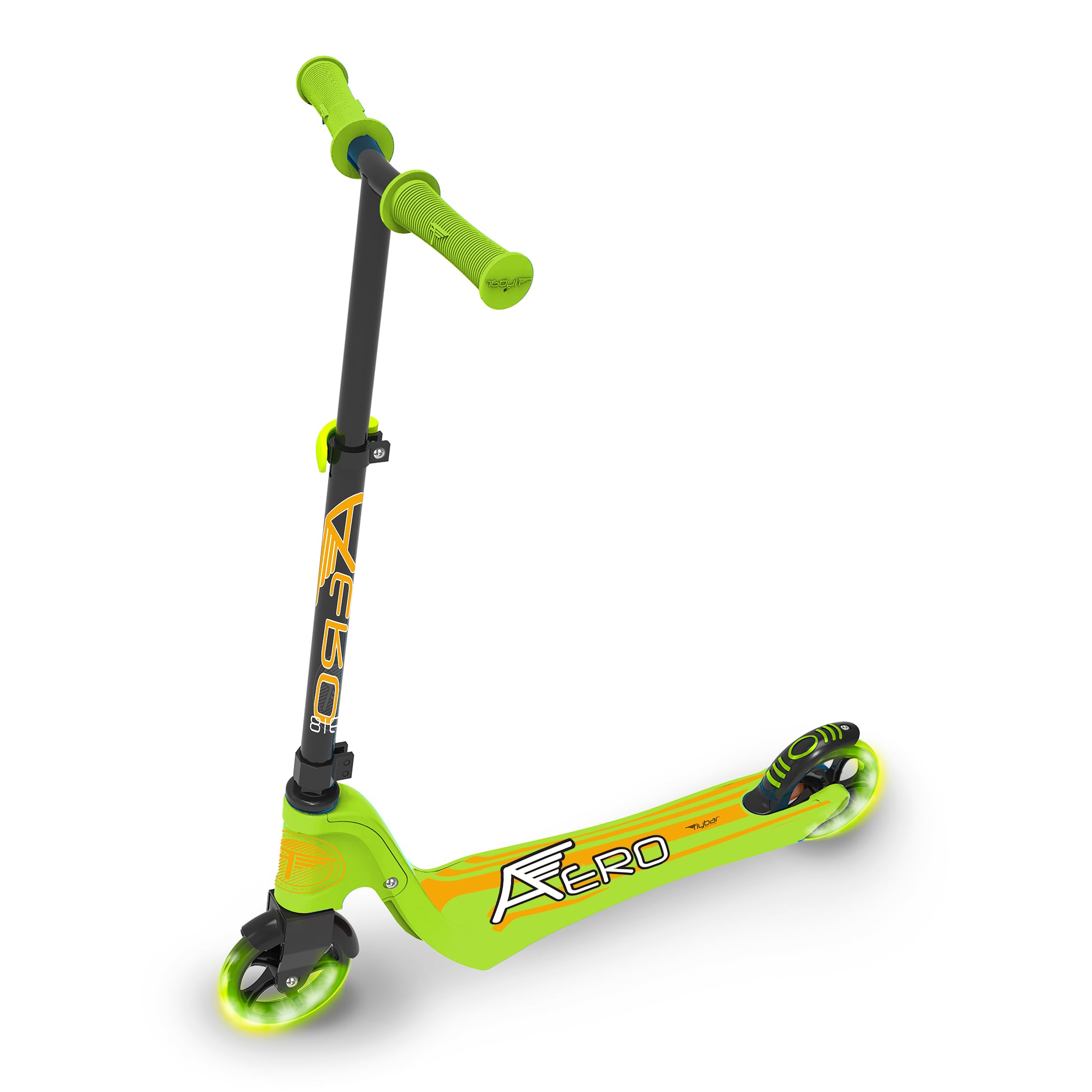 Flybar Aero Kids Scooter - Adjustable 2 Wheel Kick Scooter with Rear Brake & Foldable Design | Durable Outdoor Scooter for Boys & Girls Ages 5+ | Perfect for Park Rides, Neighborhood Commuting & School Playground Fun
