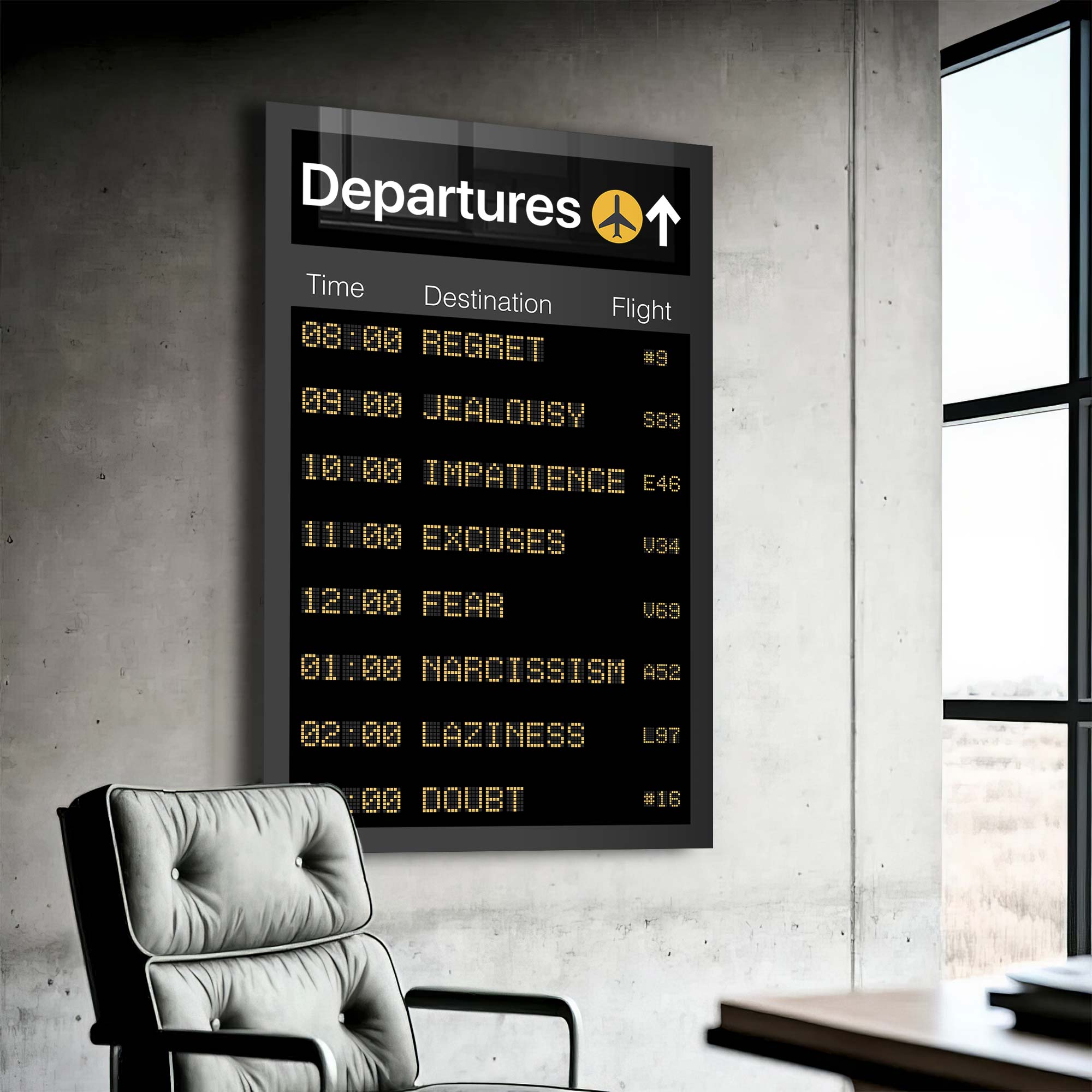 Departures Tempered Glass Wall Art - Shatterproof & Stylish Home Decor for Living Room, Bedroom, or Office