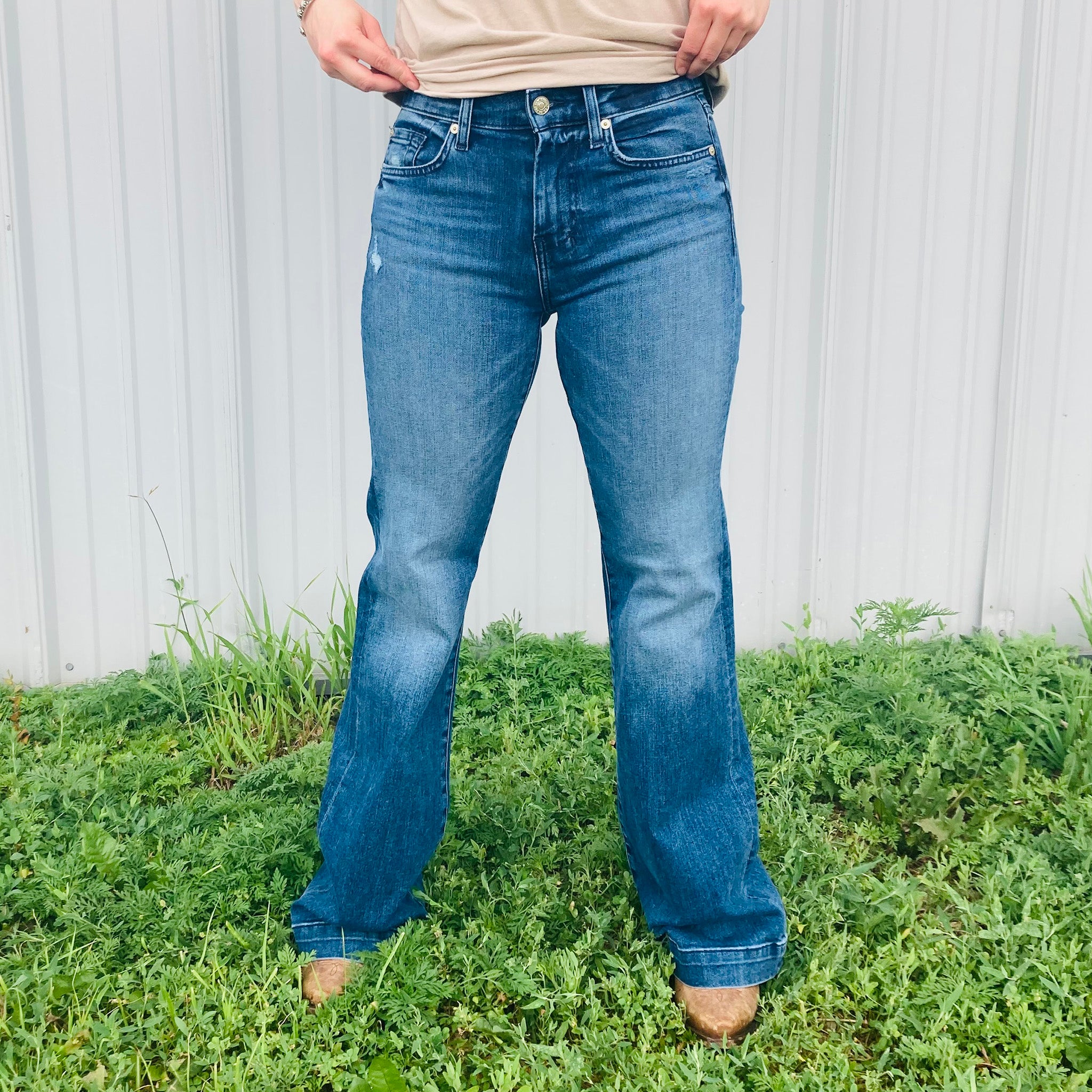 7 For All Mankind LKB Tailorless Dojo Trouser Jean - Women's Slim Fit Stretch Denim Pants for Work & Casual Wear