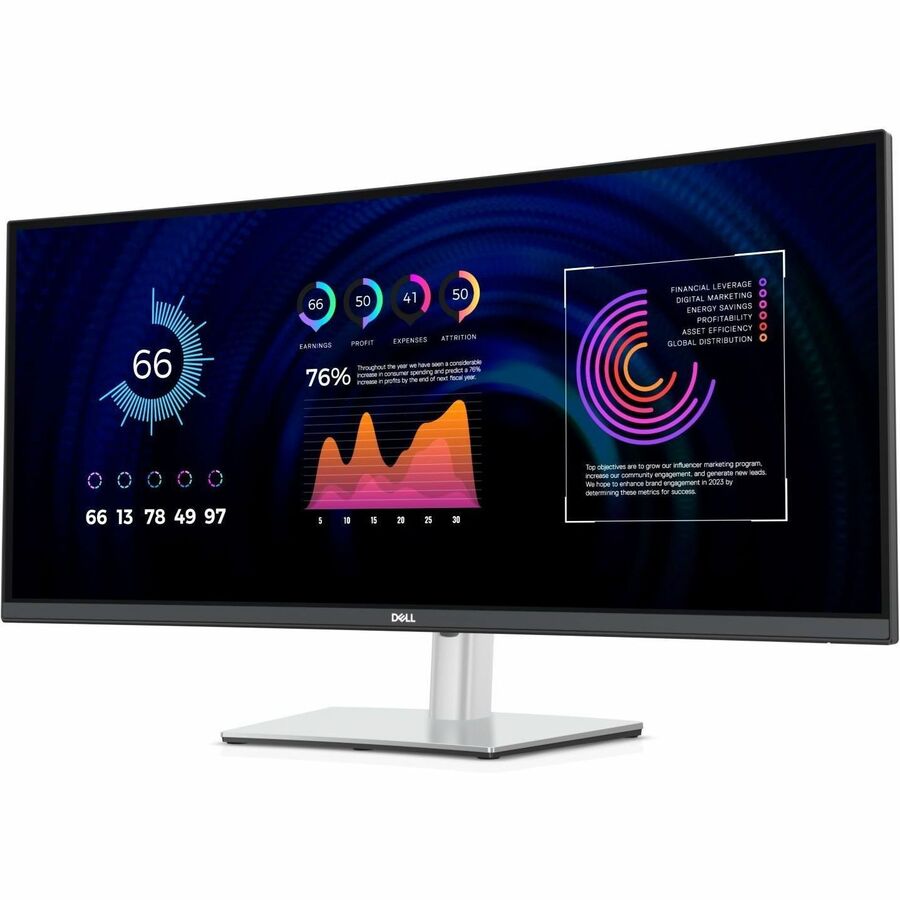 Dell P3424WE 34-Inch Curved LED Monitor - Ultra-Wide WQHD Display, USB-C Connectivity for Home Office & Gaming Setup